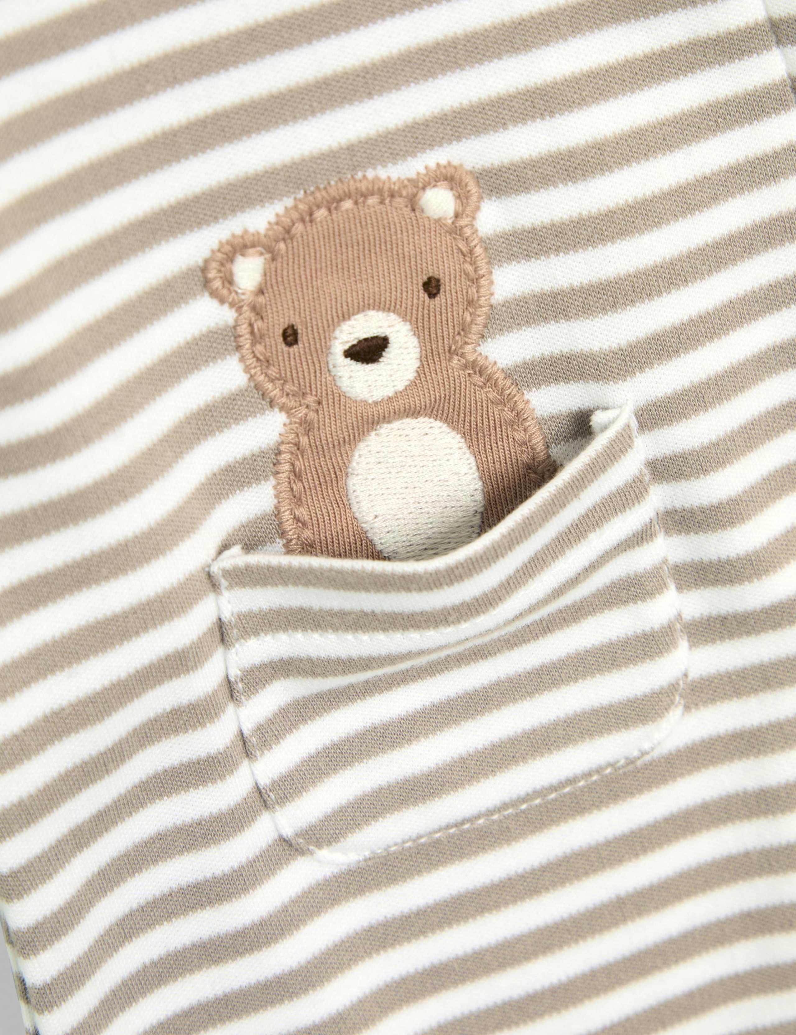 Pure Cotton Embroidered Bear Sleepsuit (0-18 Mths) 2 of 4