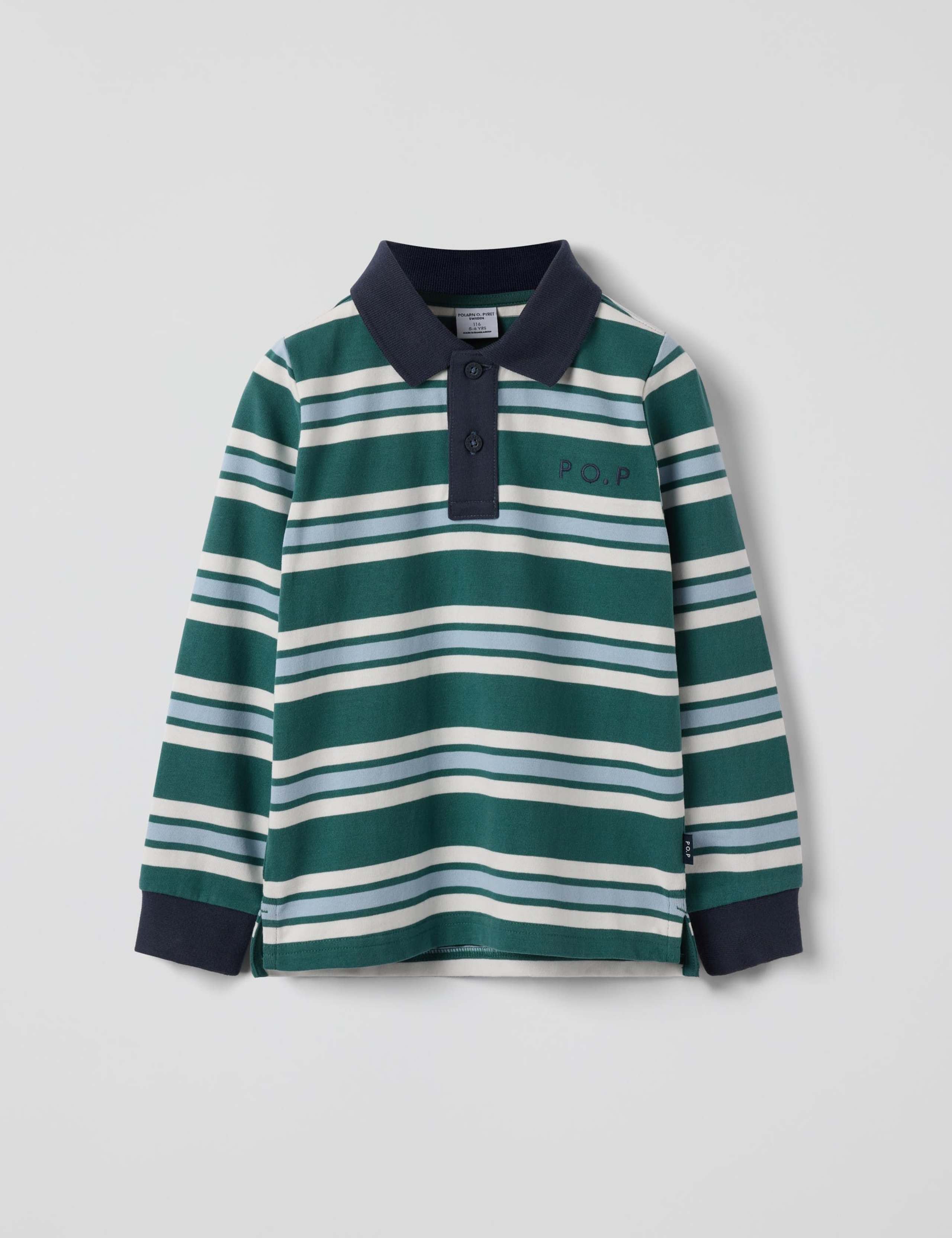 Pure Cotton Striped Rugby Shirt (1-10 Yrs) 1 of 3