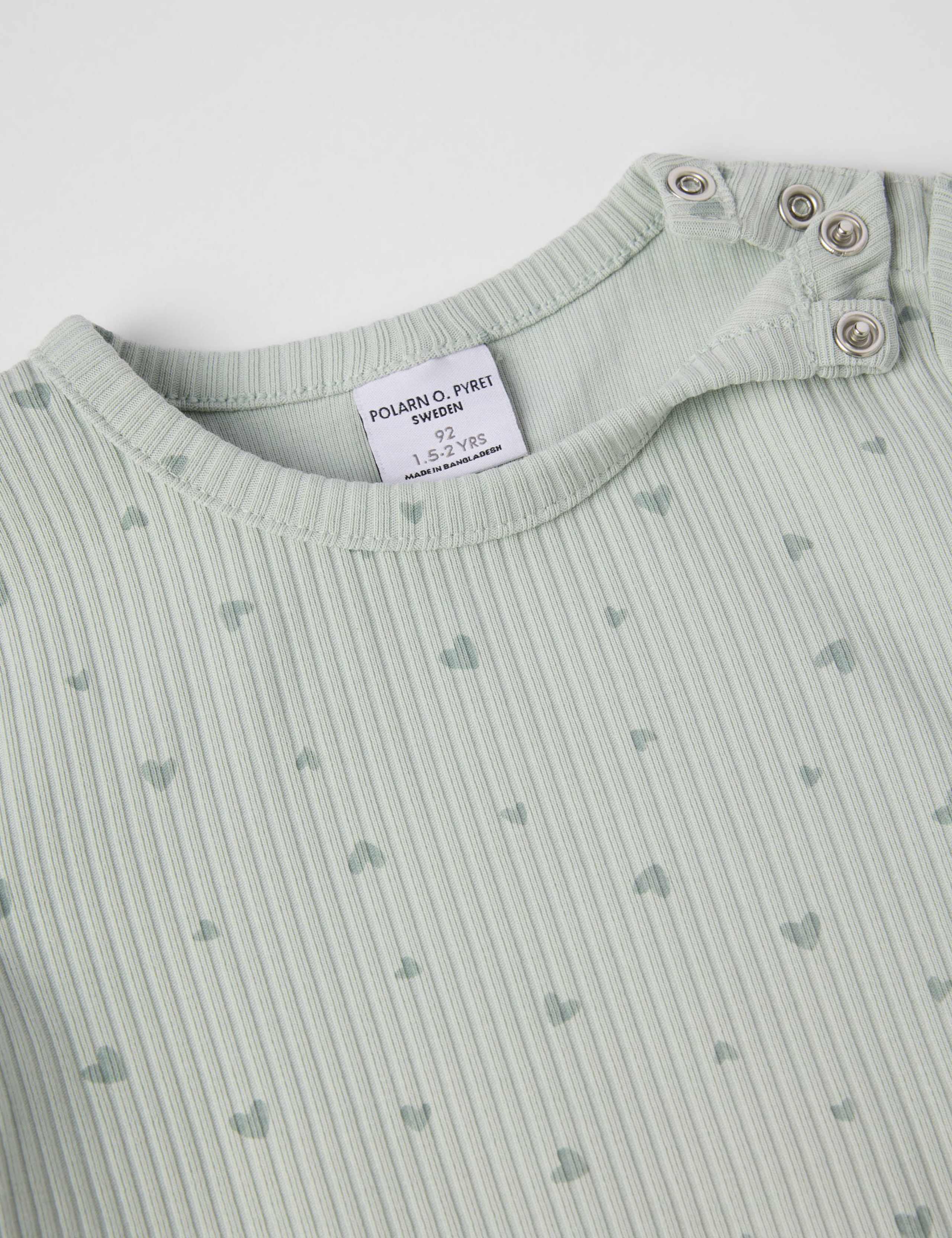 Cotton Rich Heart Print Ribbed Top (1-10 Yrs) 2 of 4