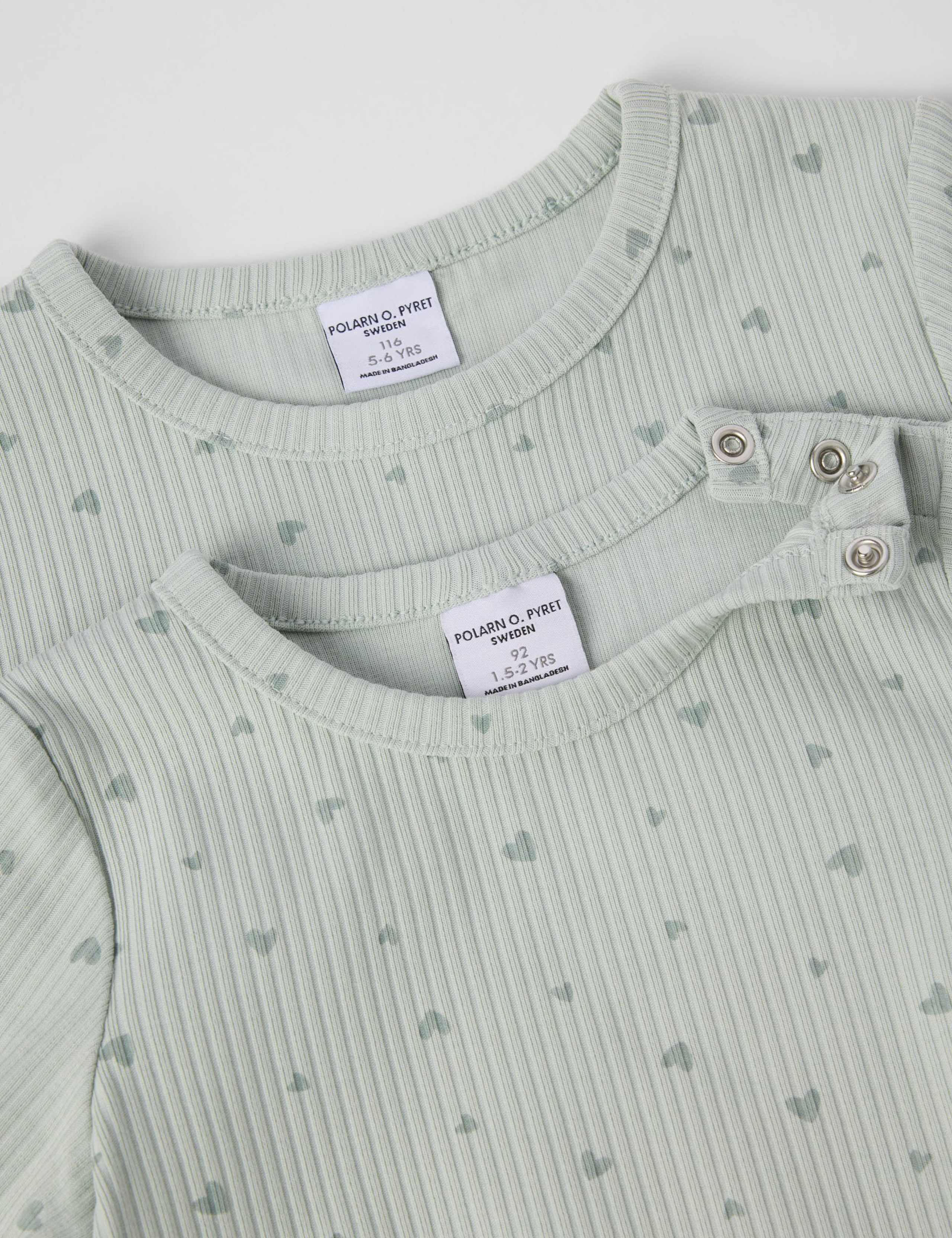 Cotton Rich Heart Print Ribbed Top (1-10 Yrs) 3 of 4