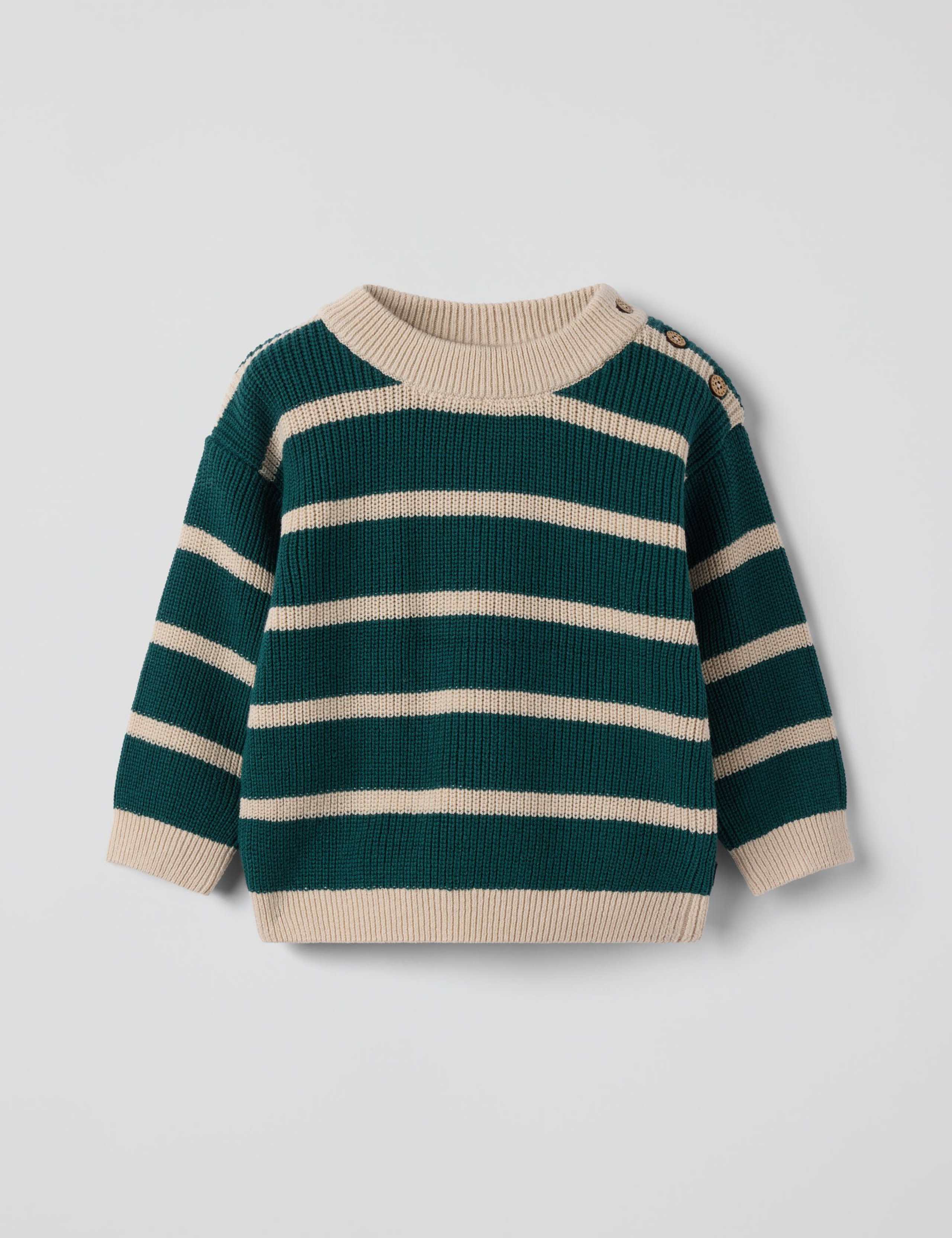 Pure Cotton Striped Jumper (1 Mth-2 Yrs) 1 of 3