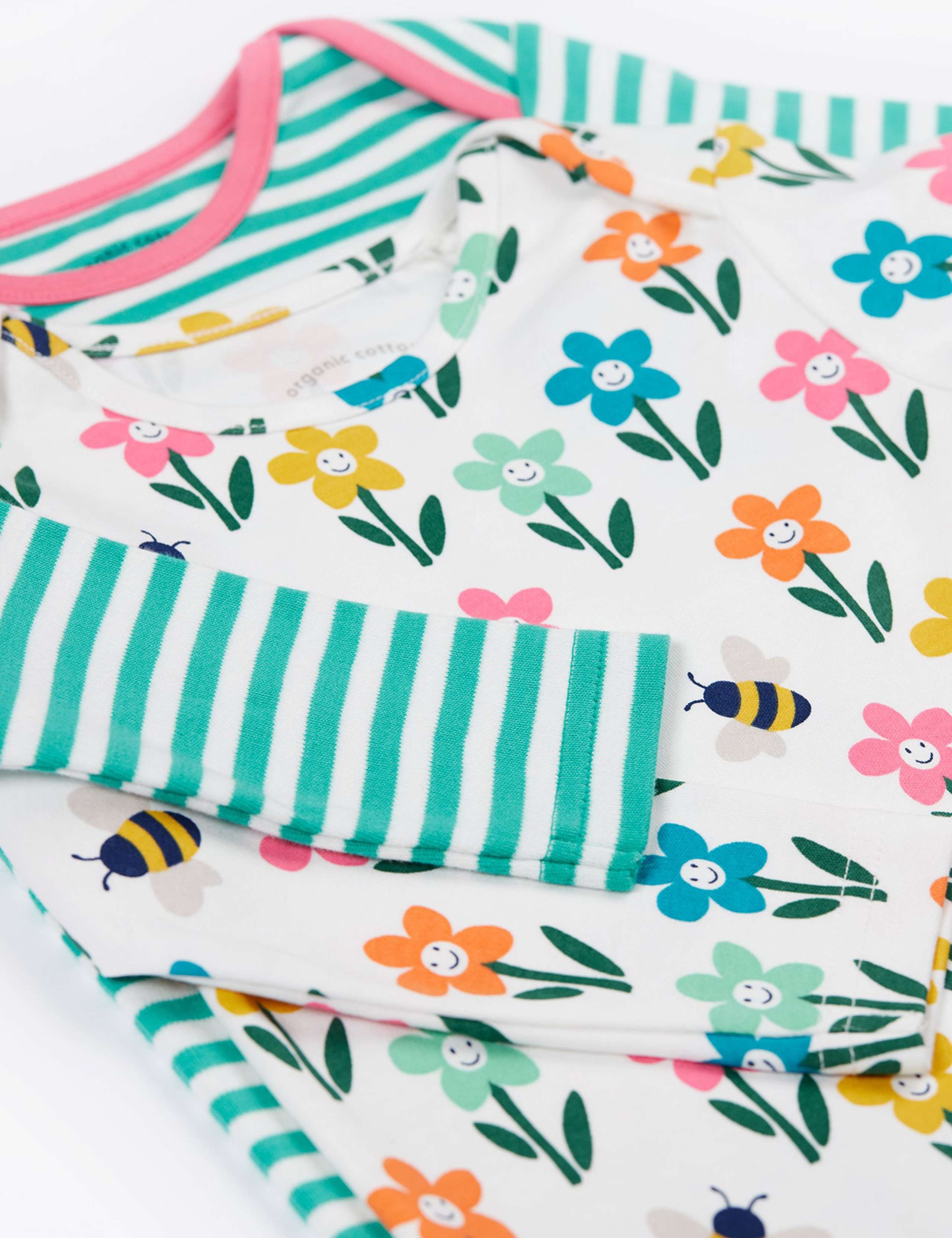 2 Pack Pure Cotton Striped & Floral Bodysuits (0-24 Mths) 2 of 3