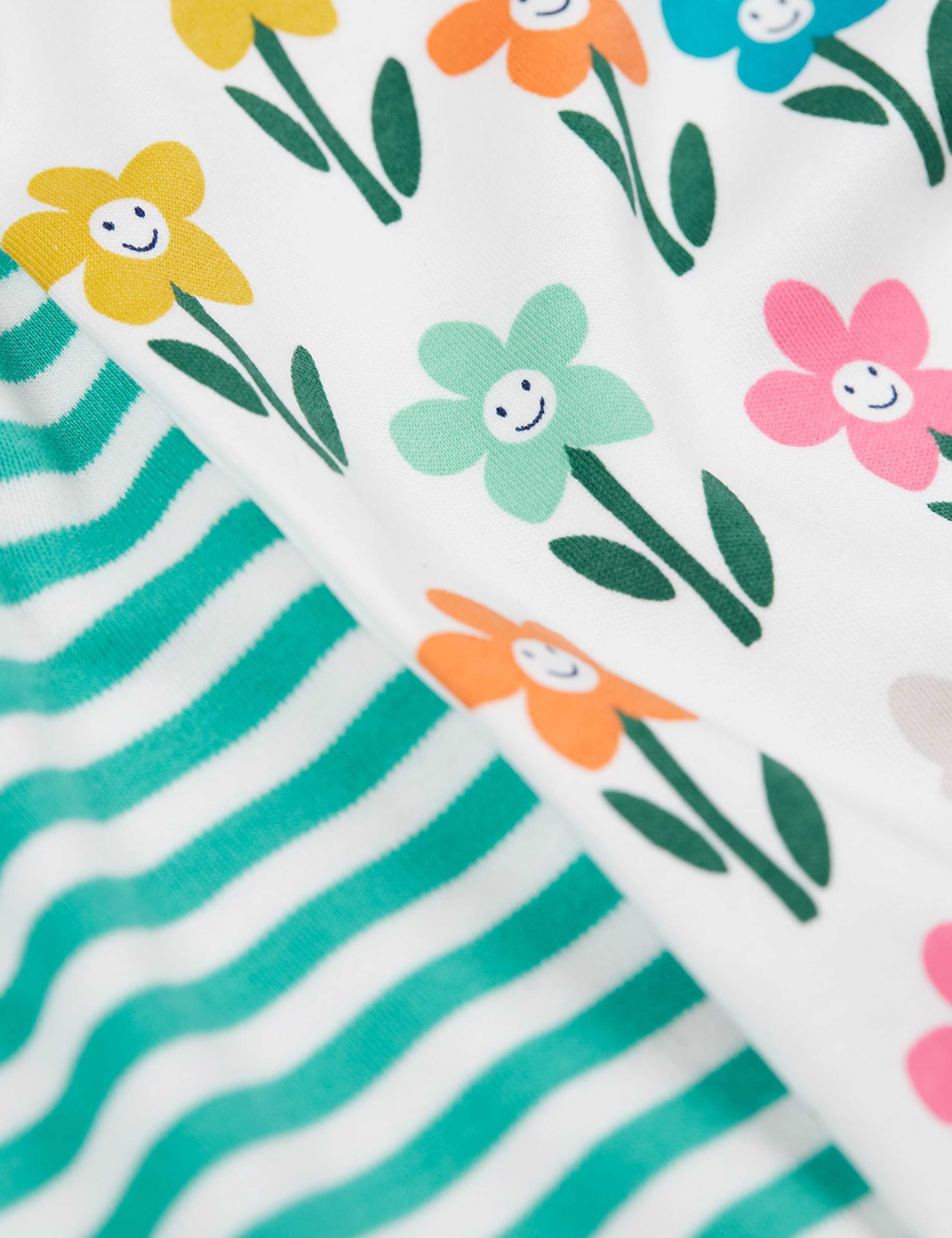 2 Pack Pure Cotton Striped & Floral Bodysuits (0-24 Mths) 3 of 3