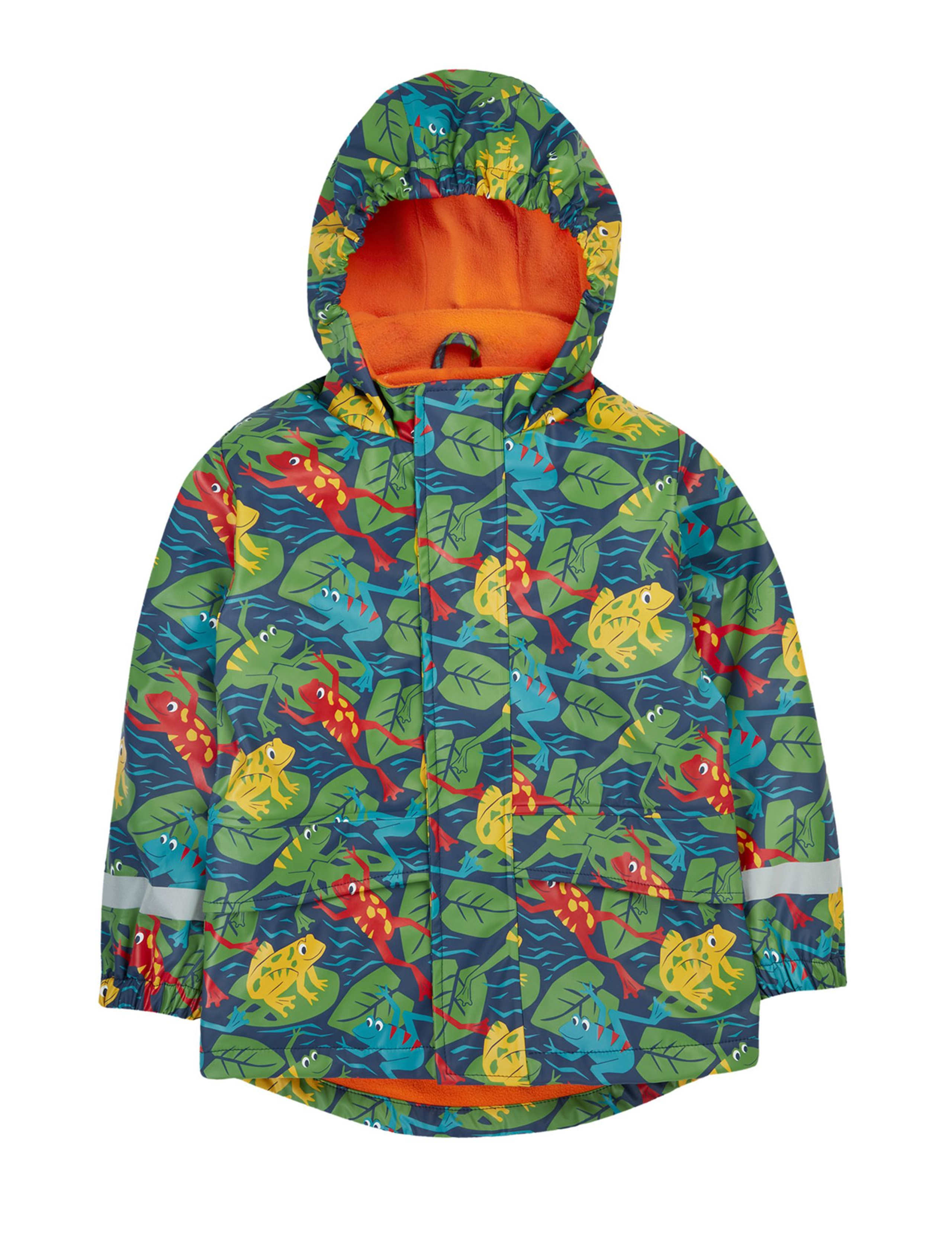 Frog Print Hooded Fleece Lined Raincoat (1-10 Yrs) 1 of 7