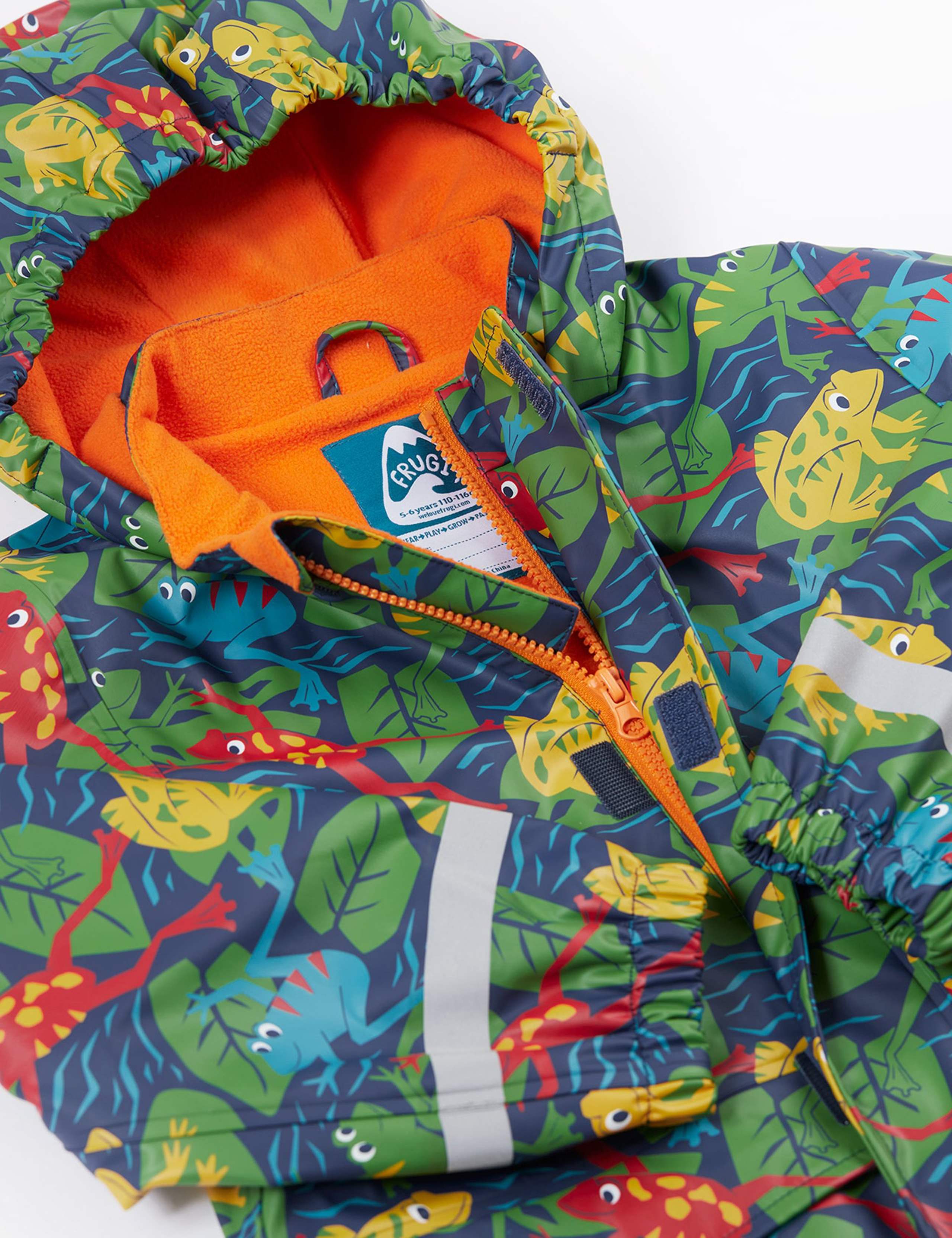 Frog Print Hooded Fleece Lined Raincoat (1-10 Yrs) 5 of 7