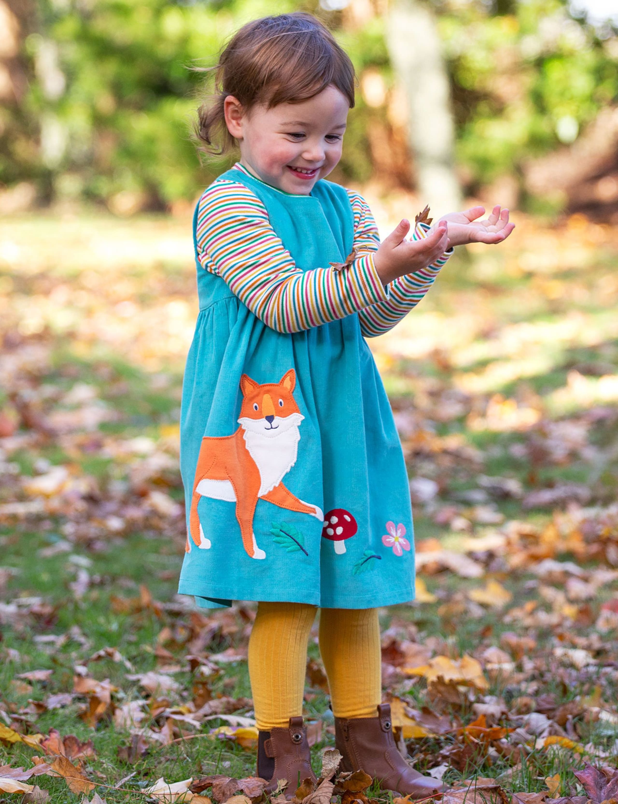 Cord Fox Applique Pinafore Dress (0-5 Yrs) 4 of 4