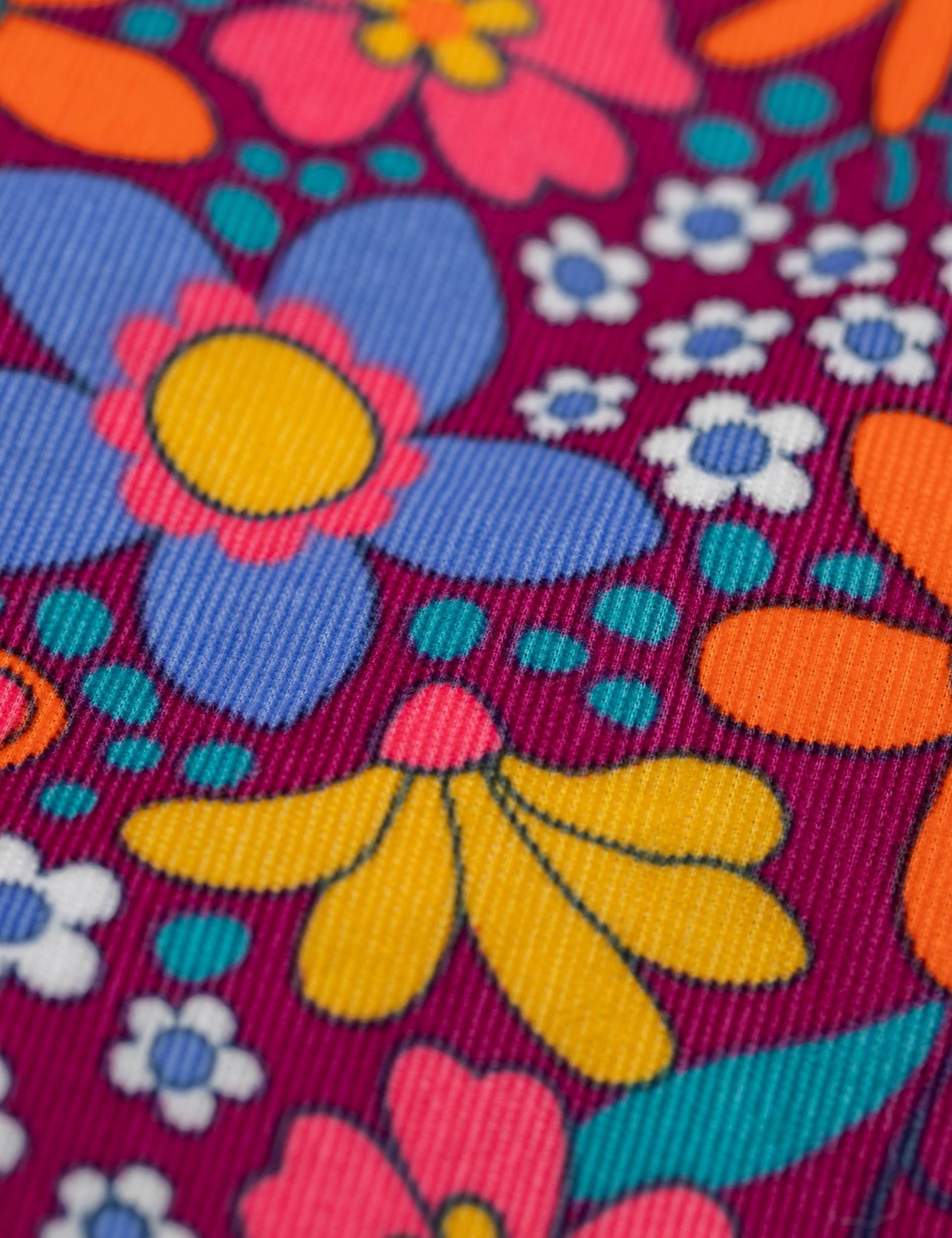 Pure Cotton Cord Floral Flared Dungarees (2-12 Yrs) 4 of 5