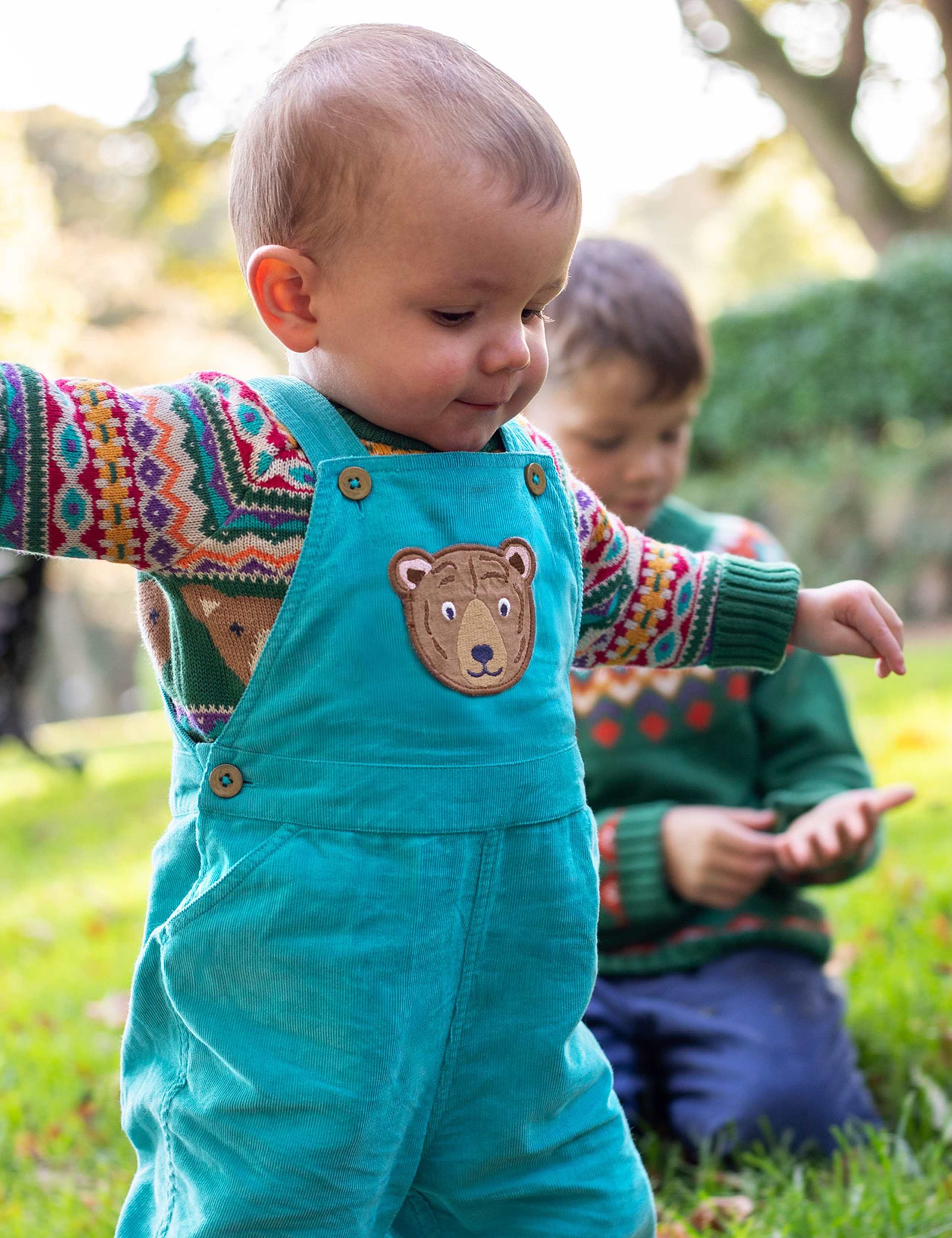 Cord Bear Applique Dungarees (0-4 Yrs) 2 of 4