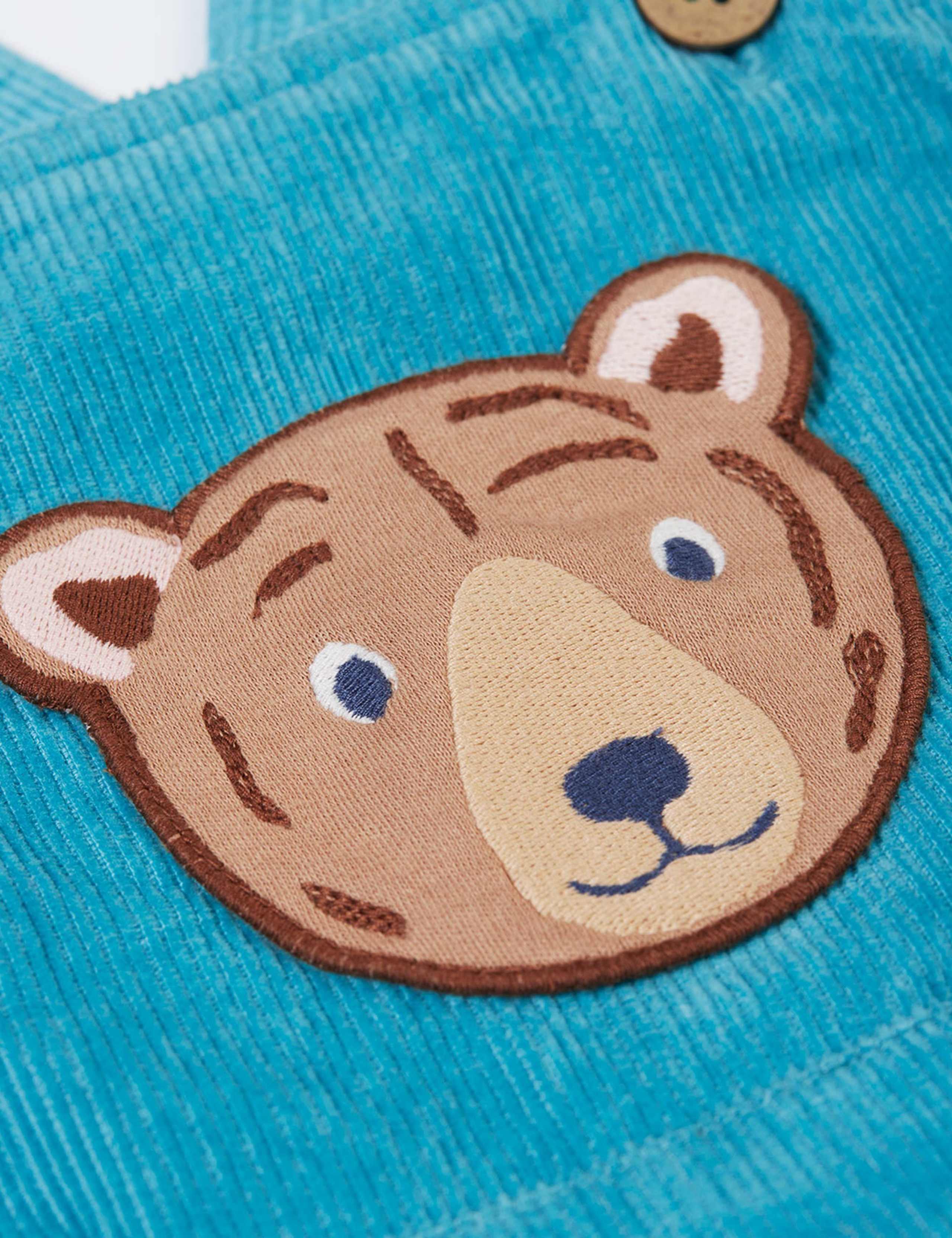 Cord Bear Applique Dungarees (0-4 Yrs) 4 of 4