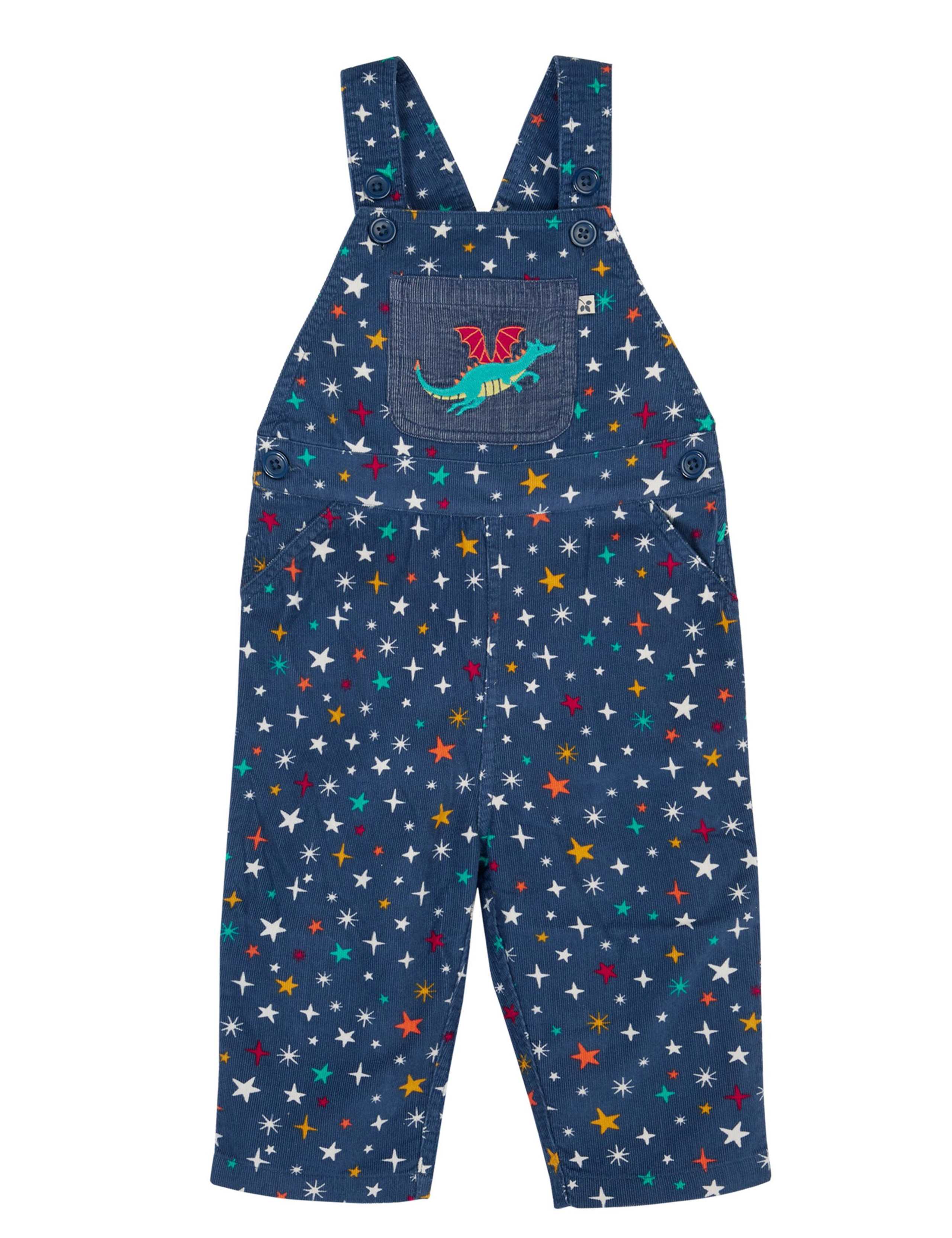 Pure Cotton Cord Star Print Dungarees (0-4 Yrs) 1 of 3