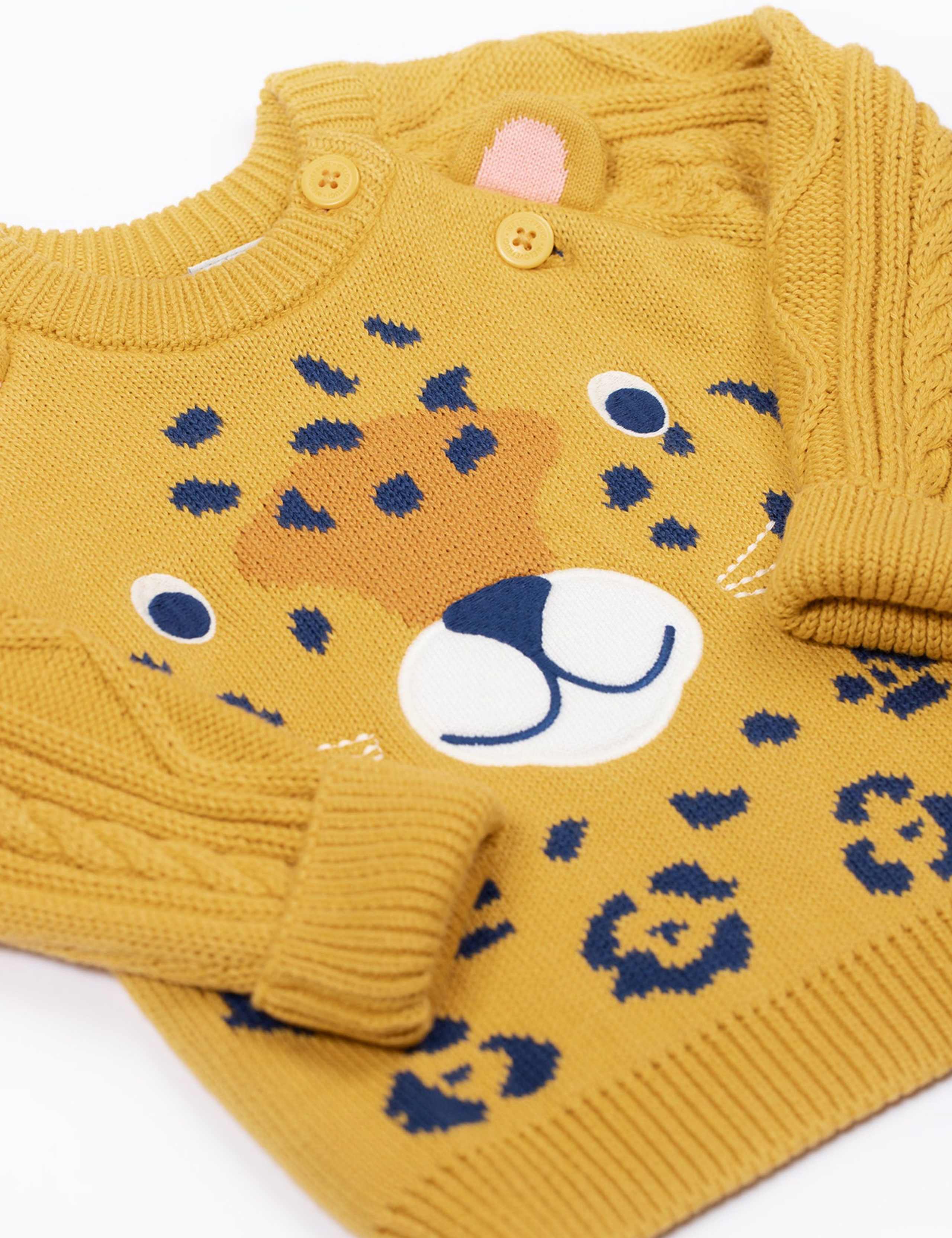 Pure Cotton Leopard Knitted Jumper (0-5 Yrs) 3 of 5