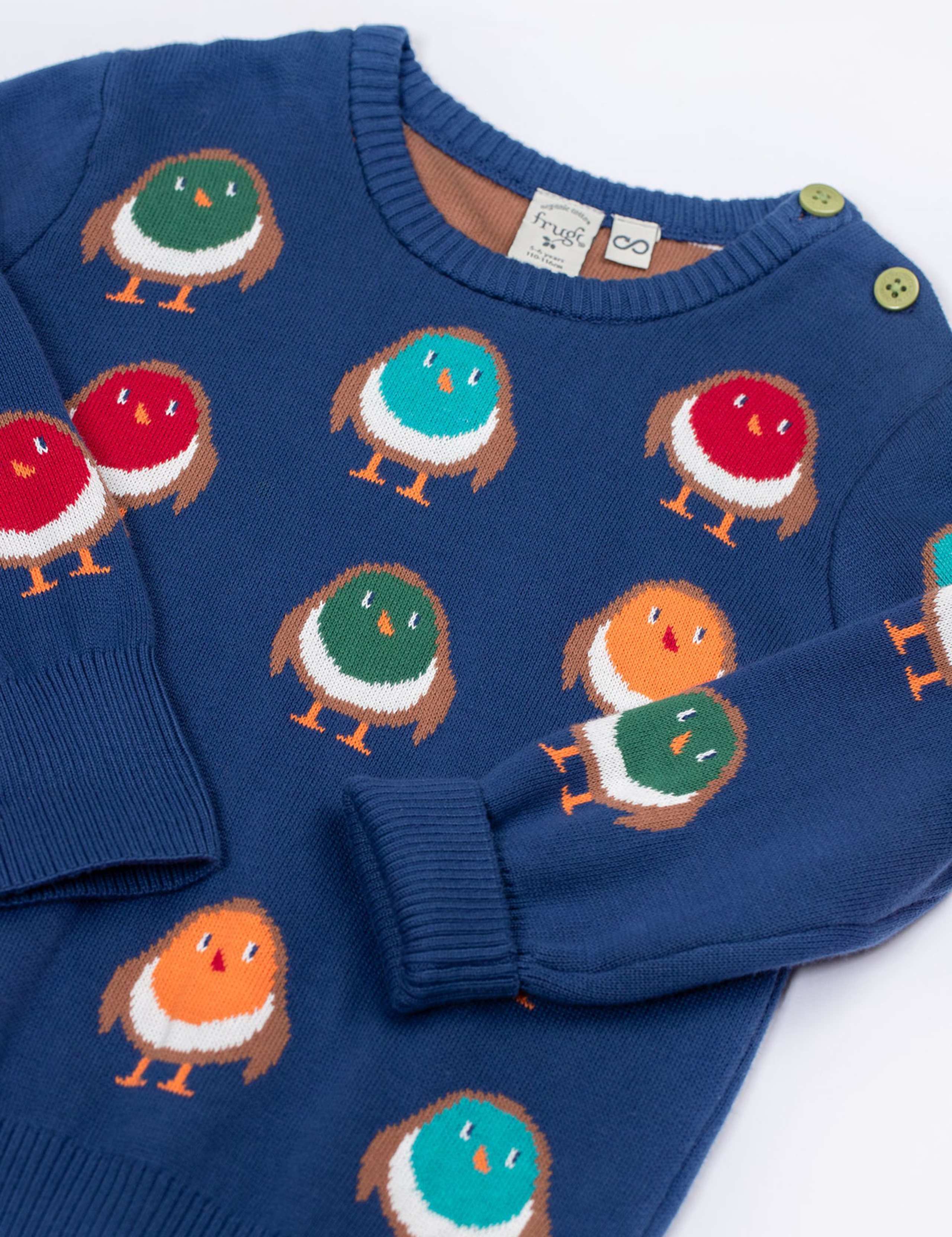 Pure Cotton Robin Knitted Jumper (0-12 Yrs) 2 of 3