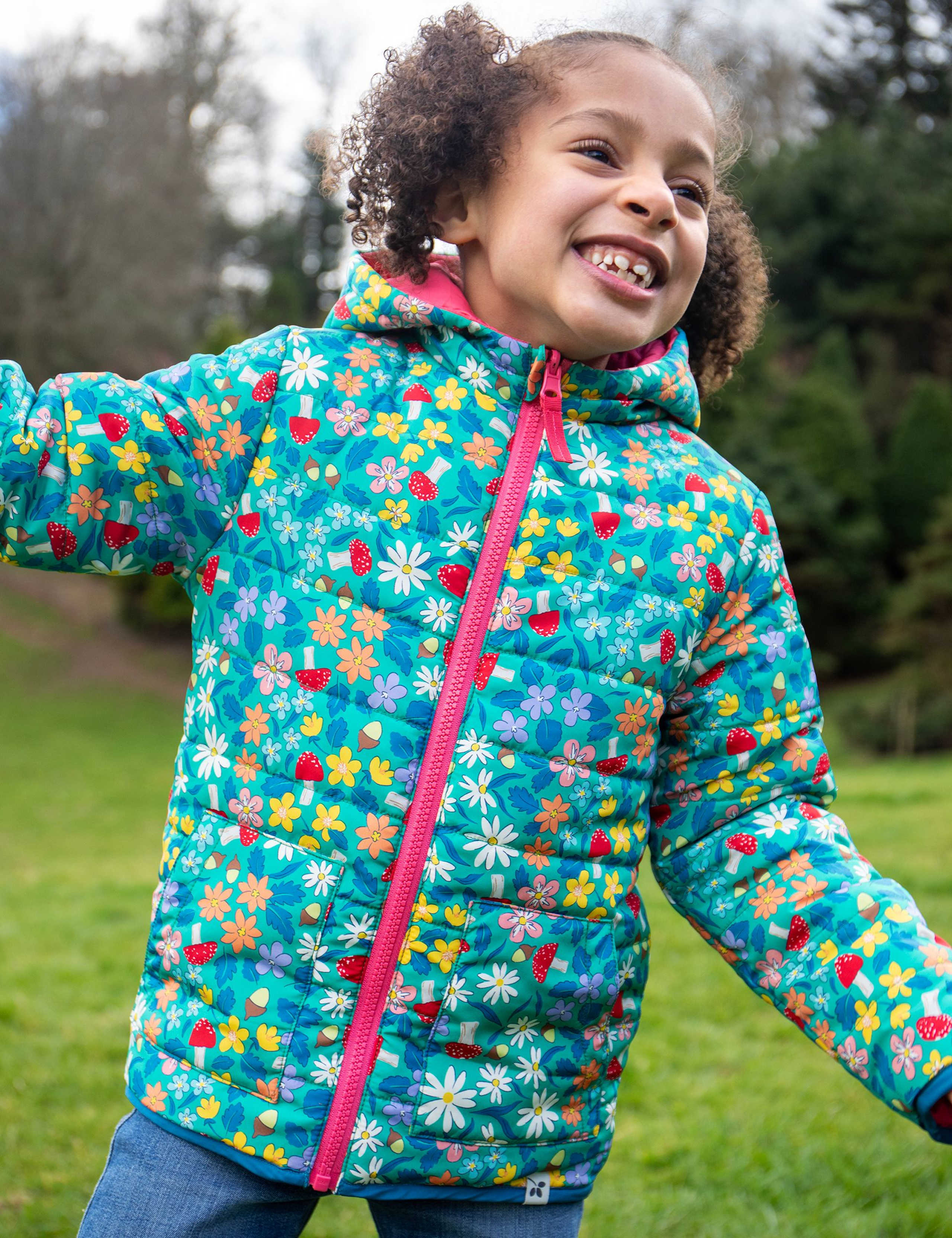Reversible Floral Quilted Hooded Jacket (1-10 Yrs) 1 of 7