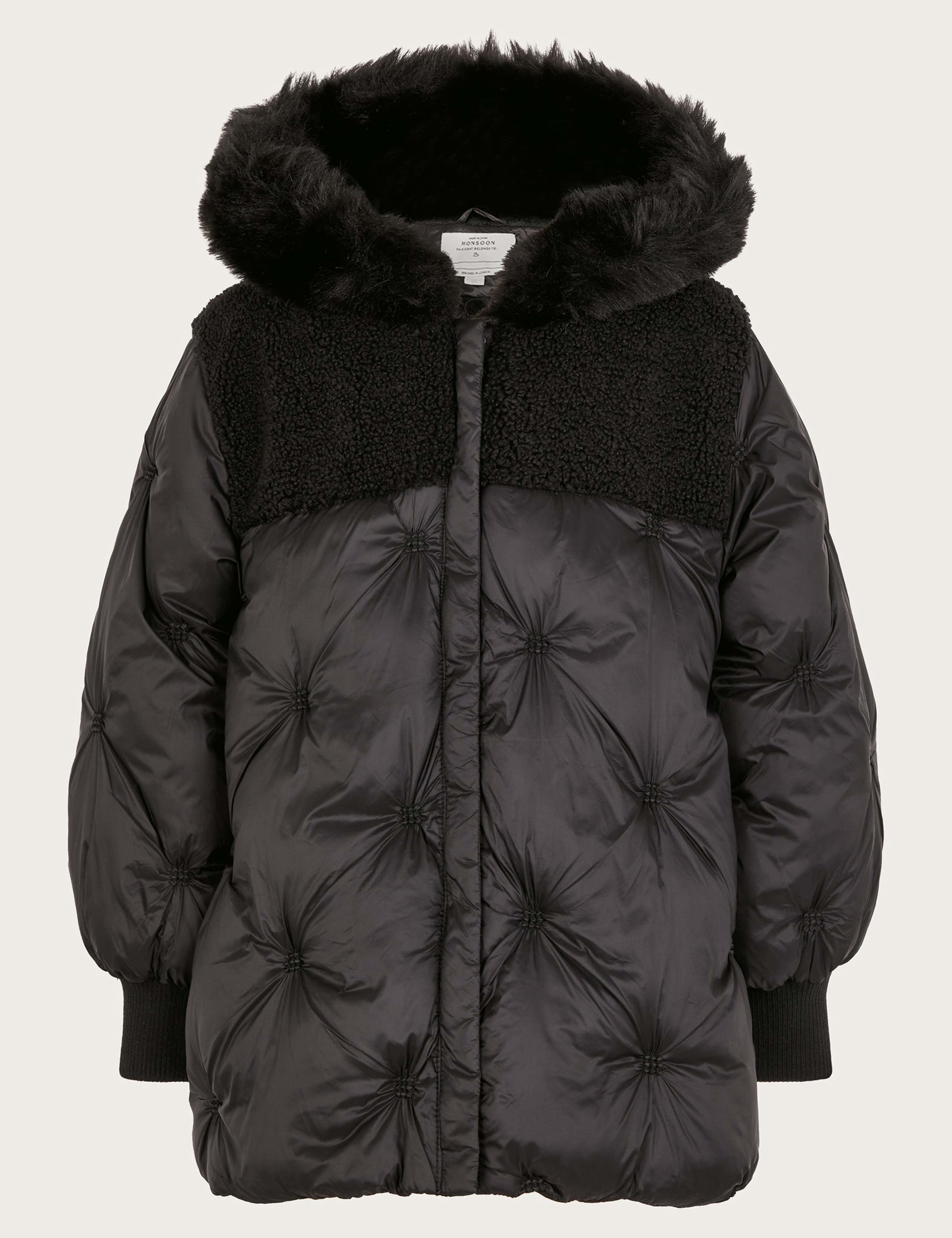 Borg Quilted Hooded Coat (3-14 Yrs) 1 of 3
