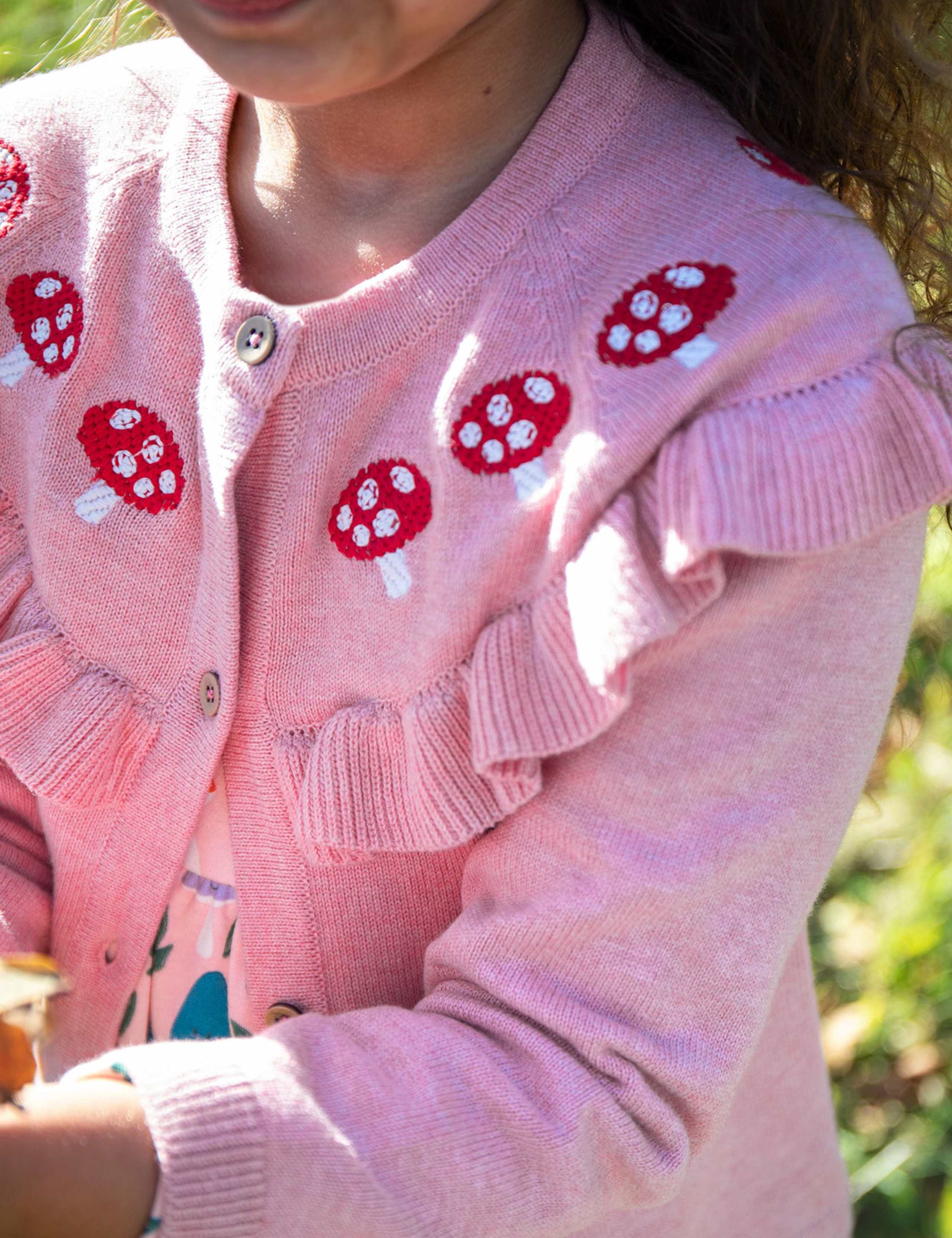 Pure Cotton Ruffle Embroidered Cardigan (2-10 Yrs) 4 of 5
