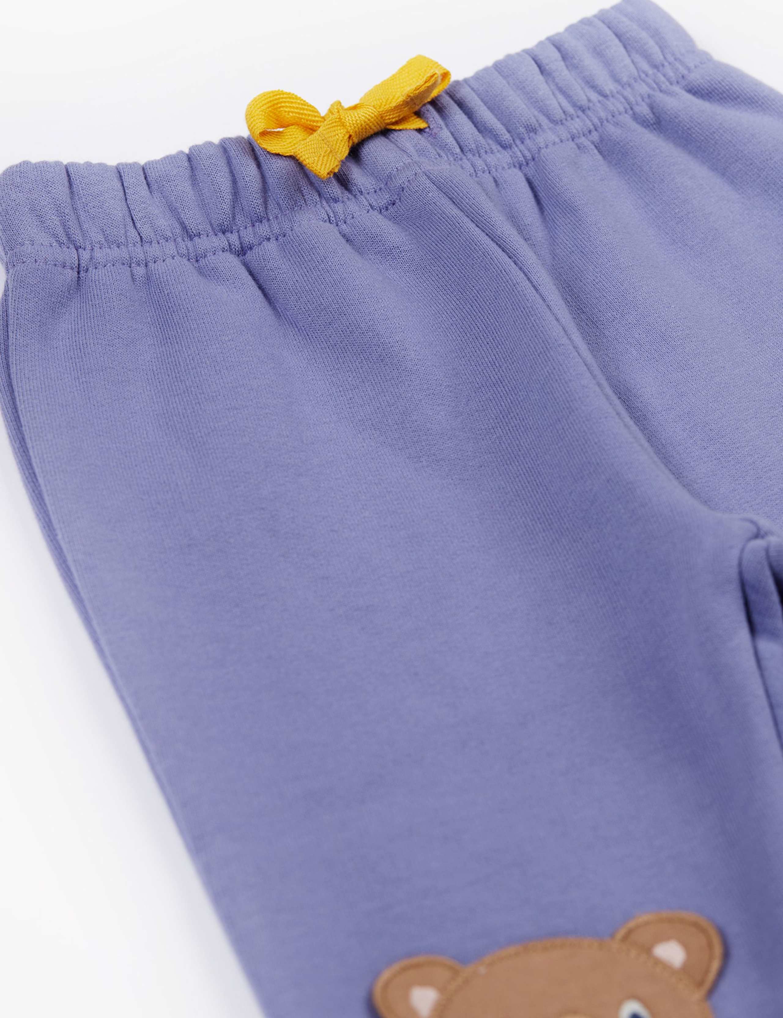 Pure Cotton Bear Applique Joggers (0-5 Yrs) 3 of 3