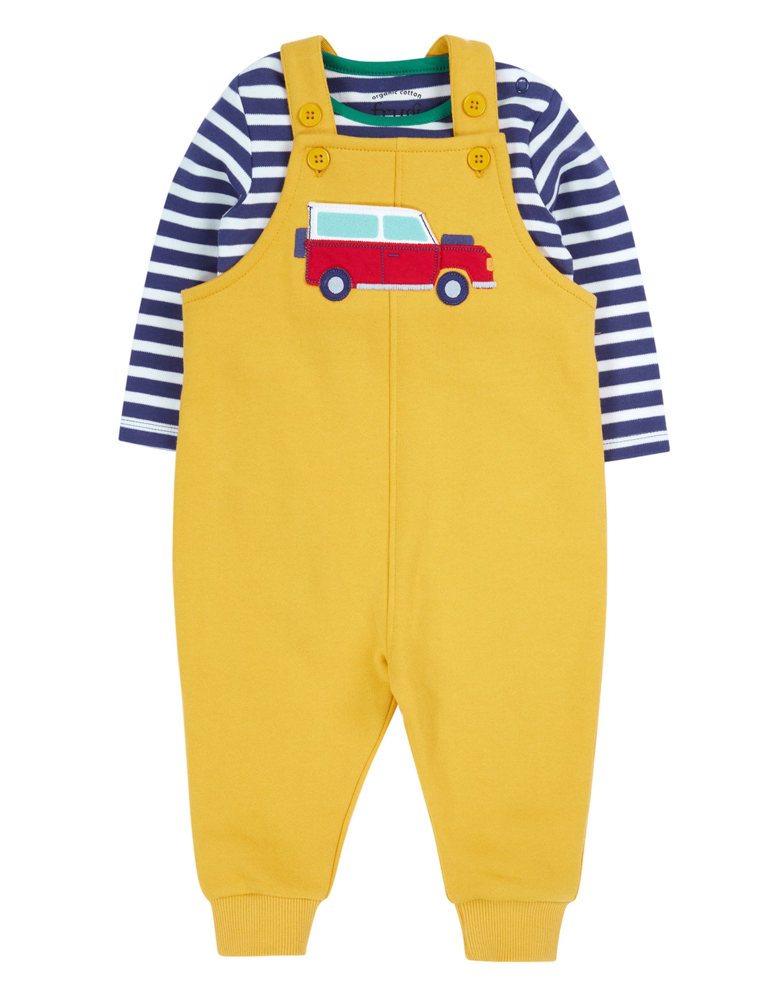 2pc Pure Cotton Car Dungarees Outfit (0-4 Yrs) 1 of 3