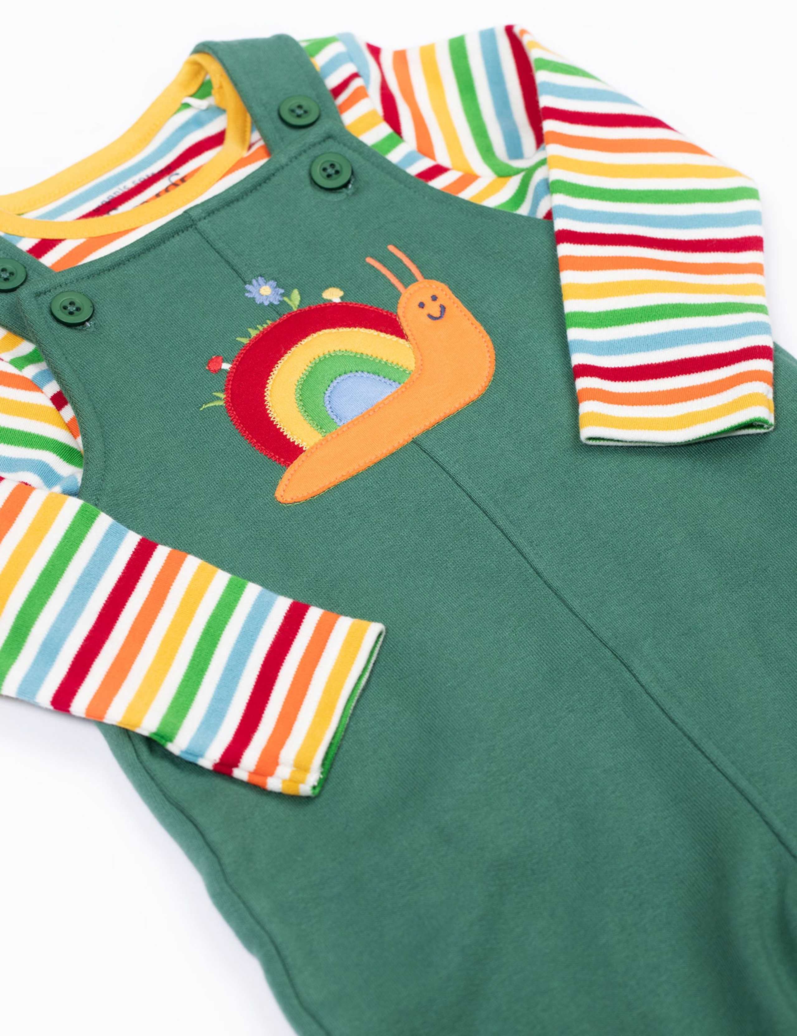 2pc Snail & Striped Dungaree Outfit (0-4 Yrs) 3 of 3