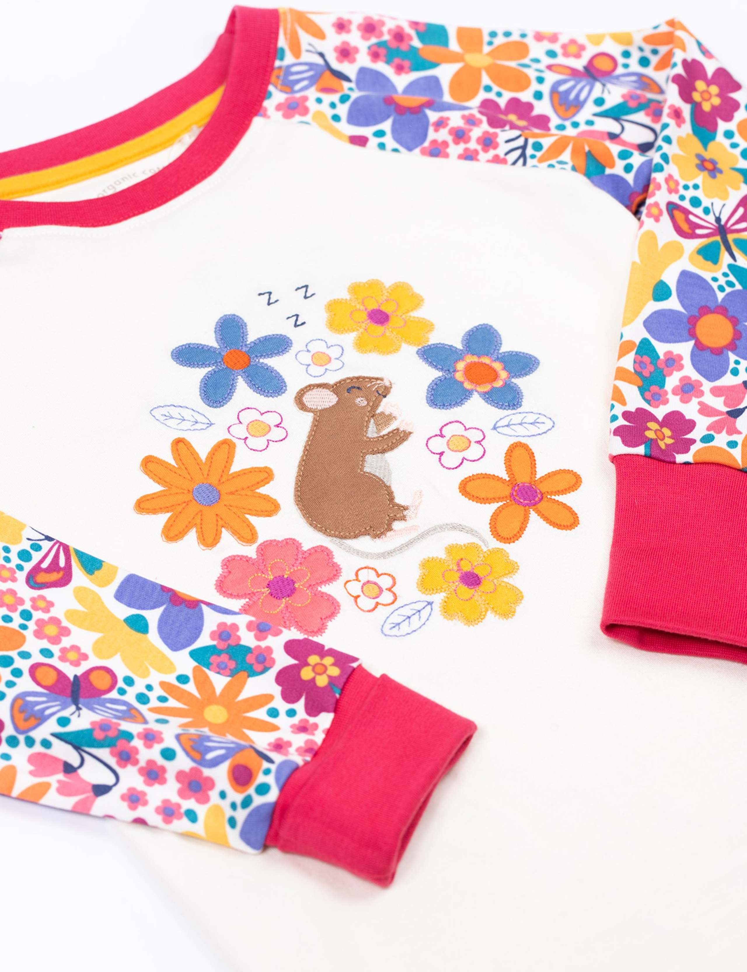Pure Cotton Floral Mouse Applique Pyjamas (2-10 Yrs) 2 of 3