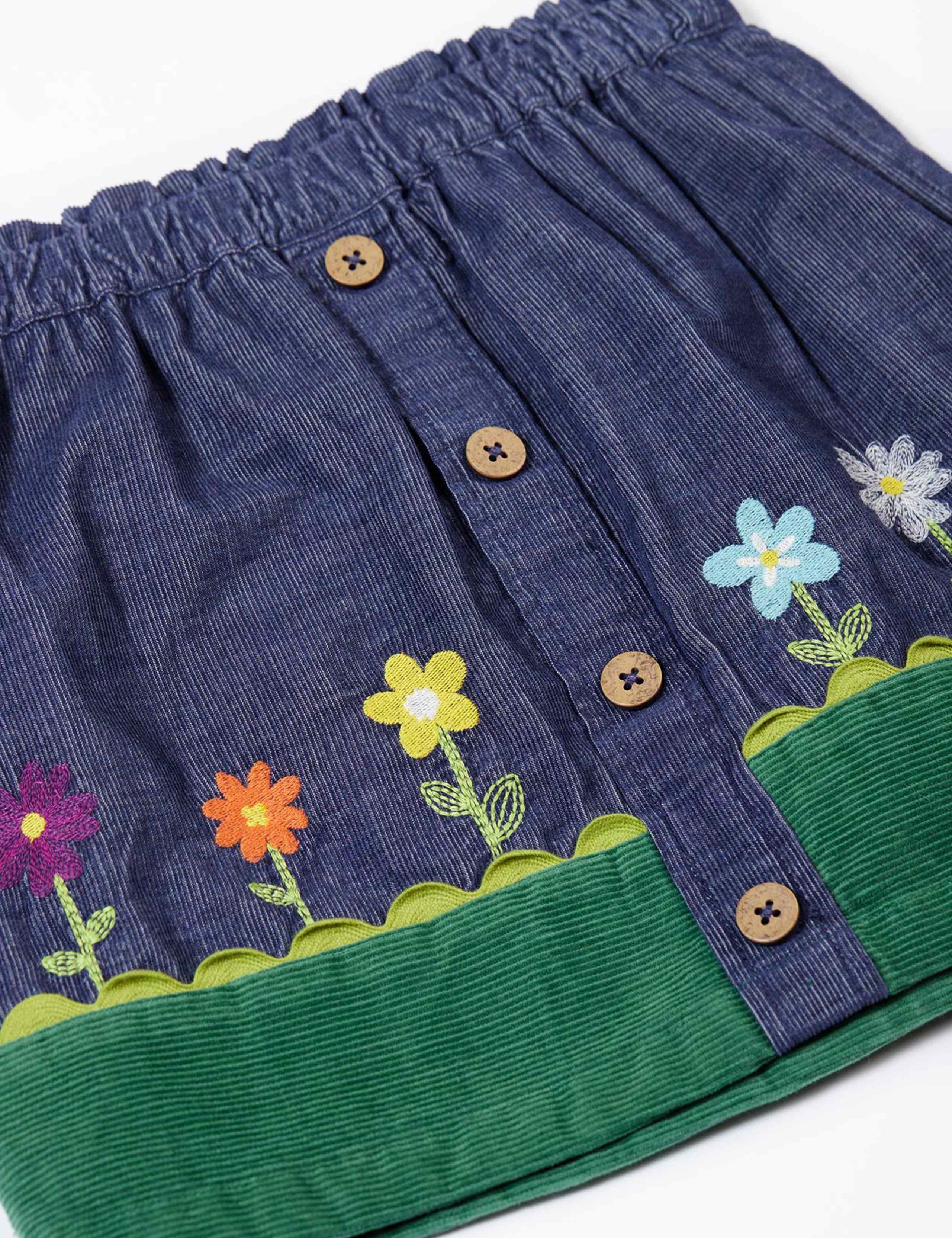 Pure Cotton Cord Embroidered Skirt (2-12 Yrs) 4 of 5