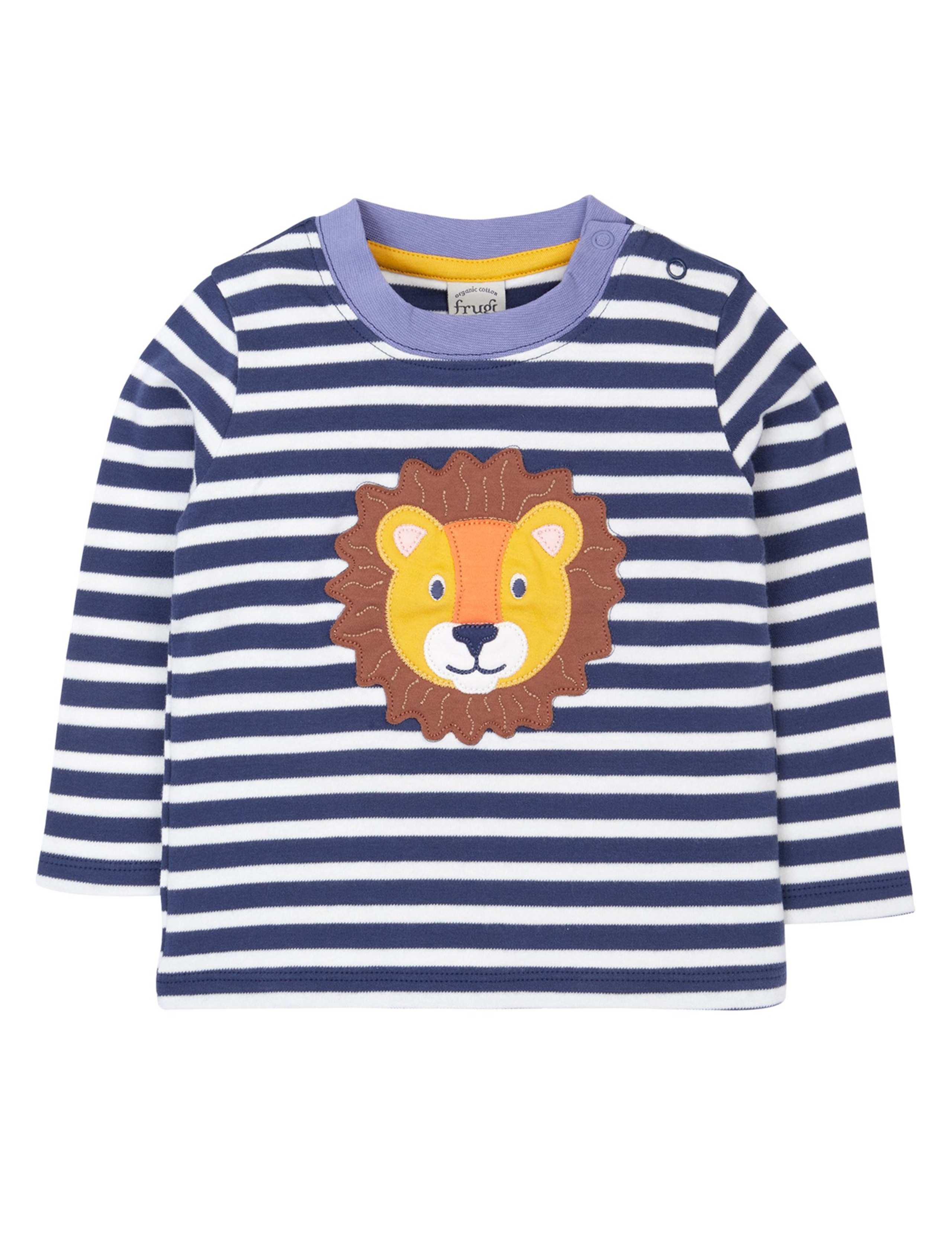 Pure Cotton Striped Lion Top (0-5 Yrs) 1 of 3