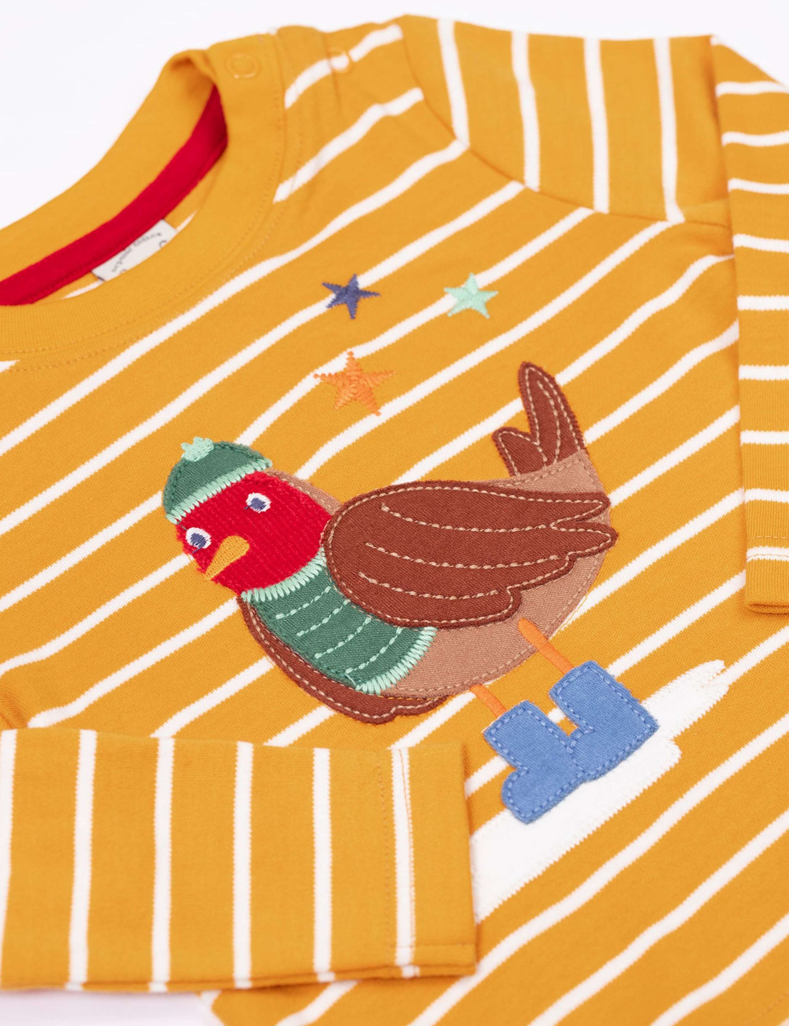 Pure Cotton Striped Bird Top (0-4 Yrs) 2 of 3