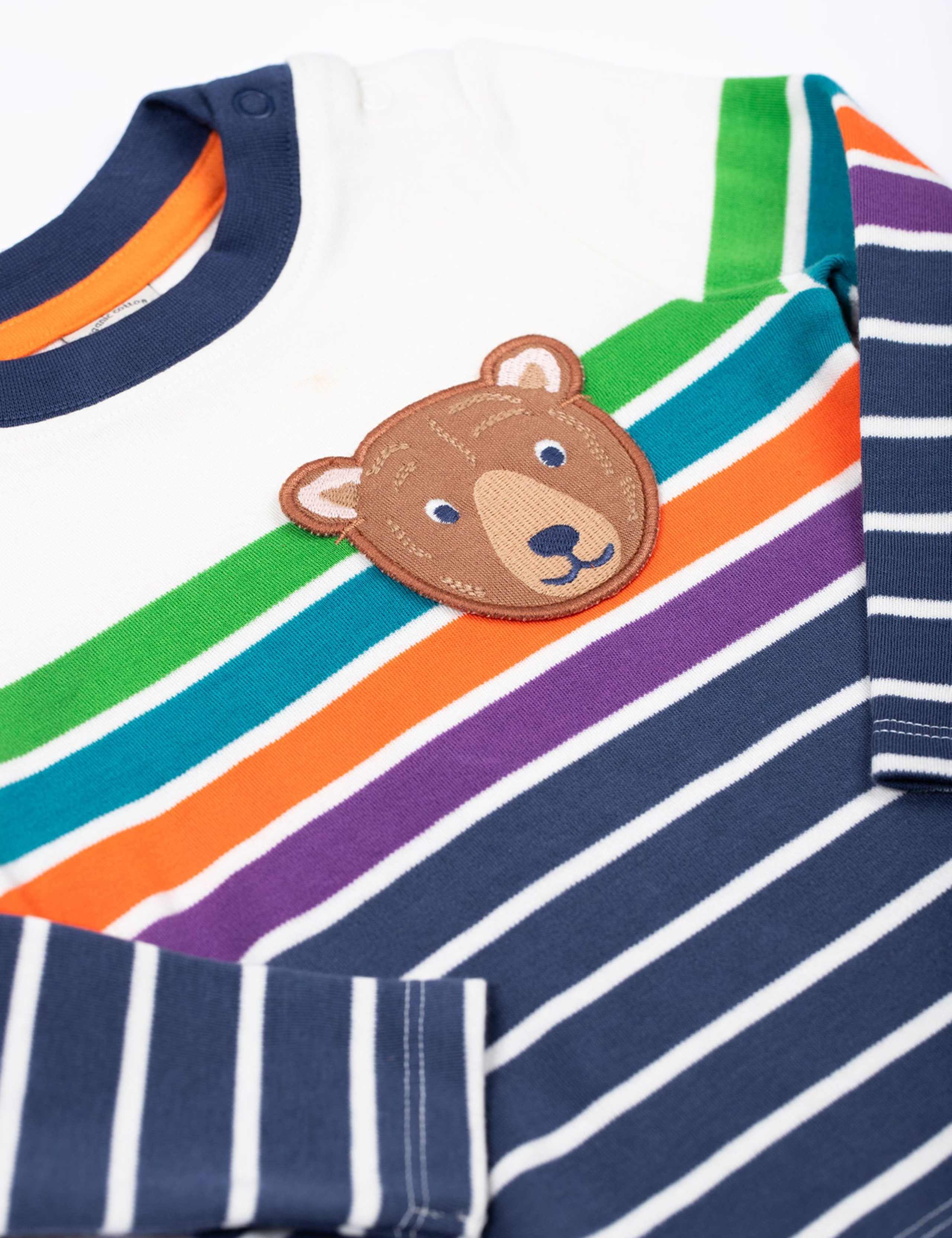 Pure Cotton Striped Bear Applique Top (0-5 Yrs) 2 of 3