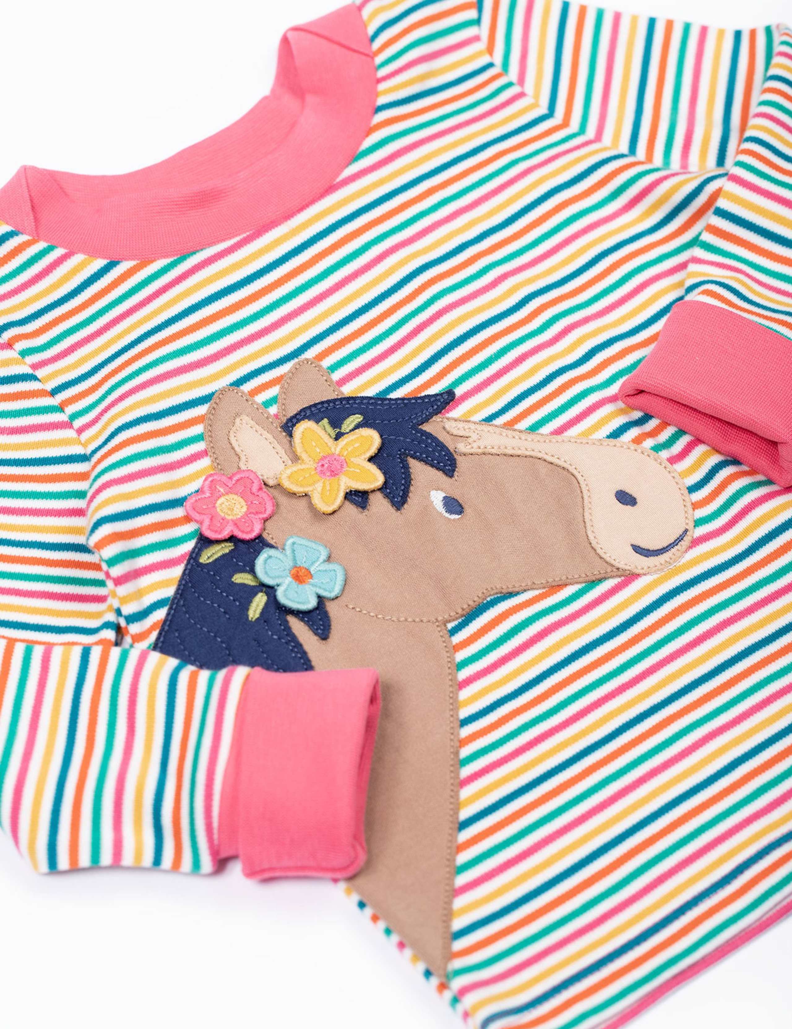 Pure Cotton Striped Pony Applique Top (0-5 Yrs) 2 of 3