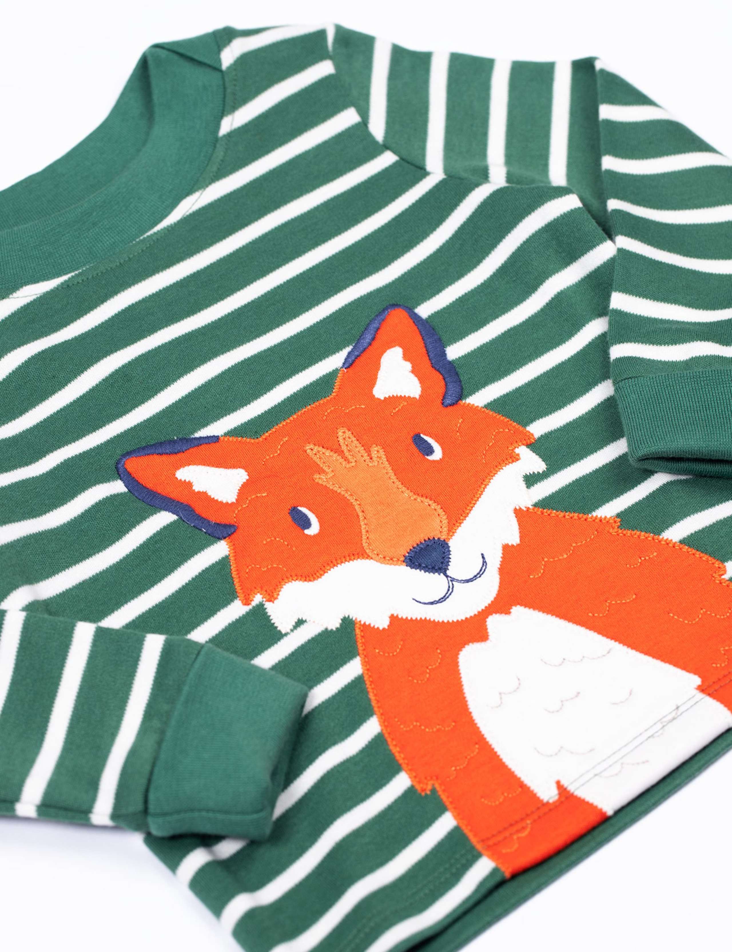 Pure Cotton Fox Appliqué Striped Top (0-5 Yrs) 4 of 4