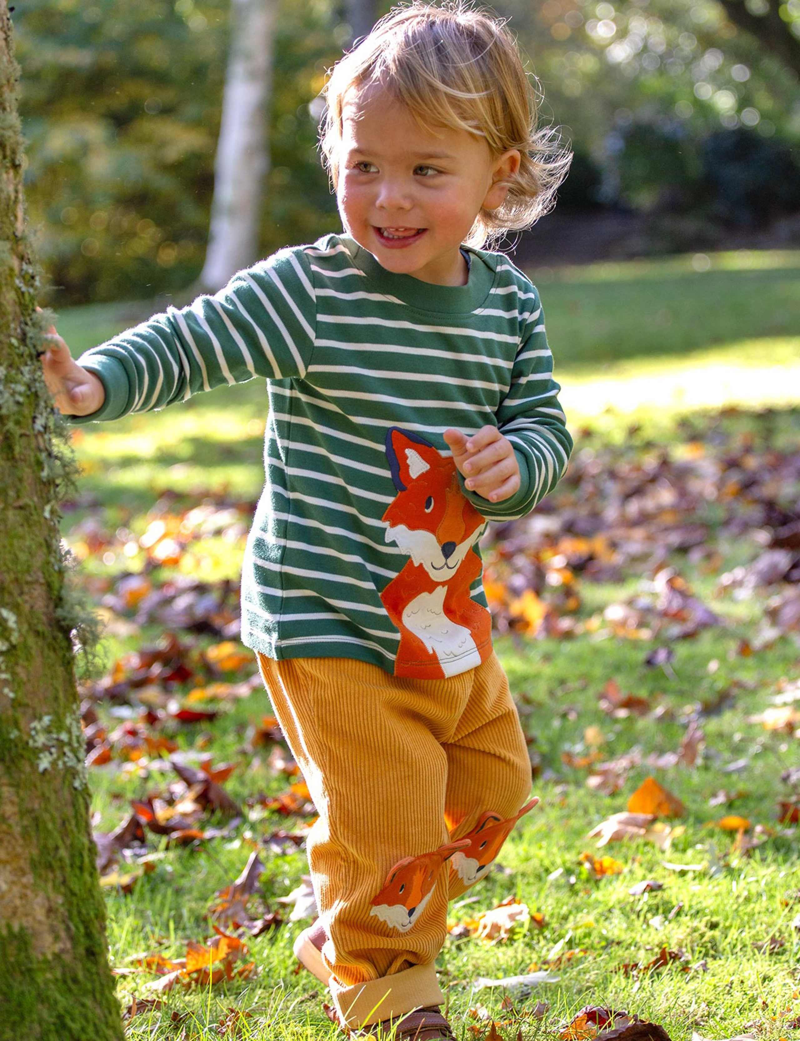 Pure Cotton Cord Fox Appliqué Trousers (0-5 Yrs) 2 of 5