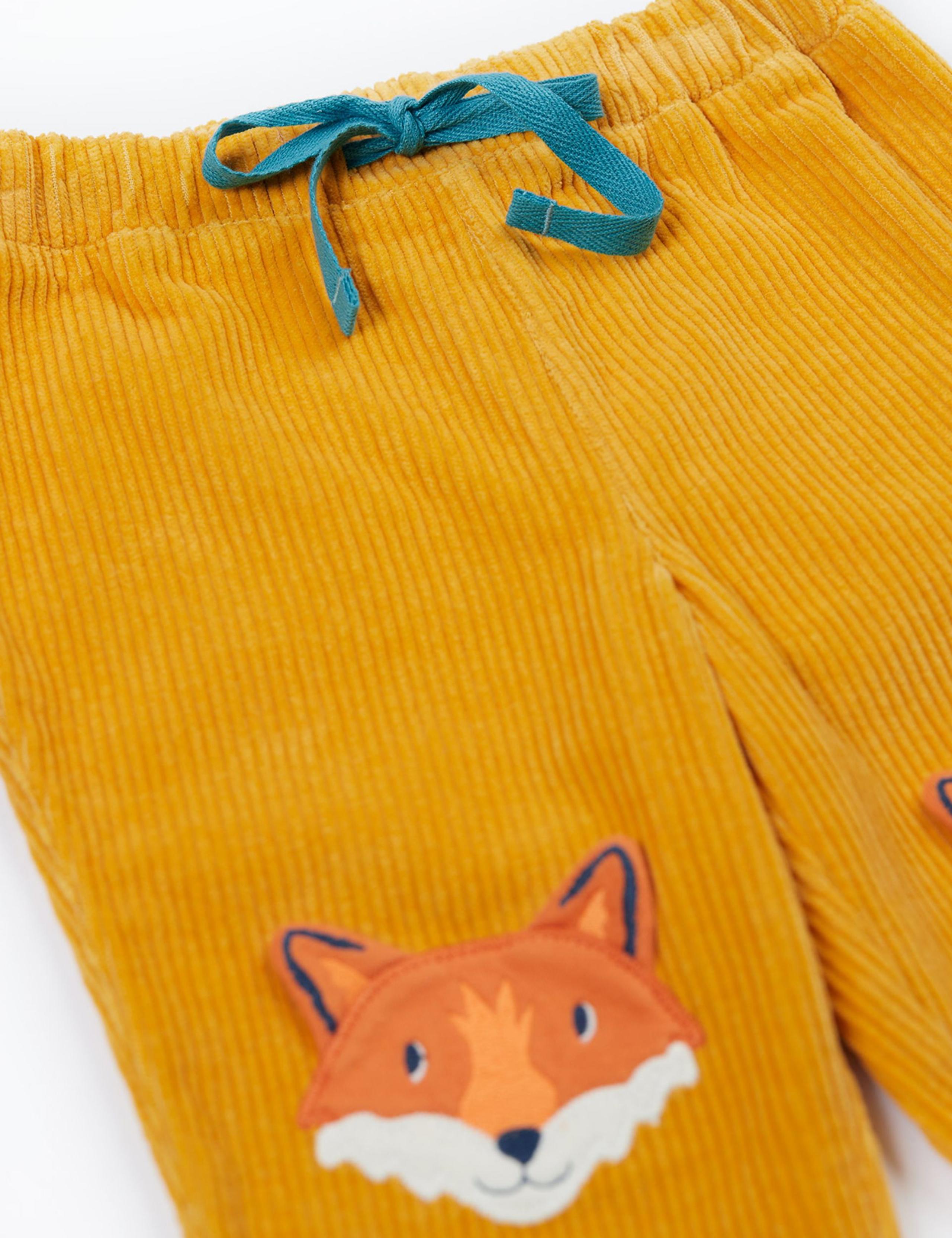 Pure Cotton Cord Fox Appliqué Trousers (0-5 Yrs) 5 of 5