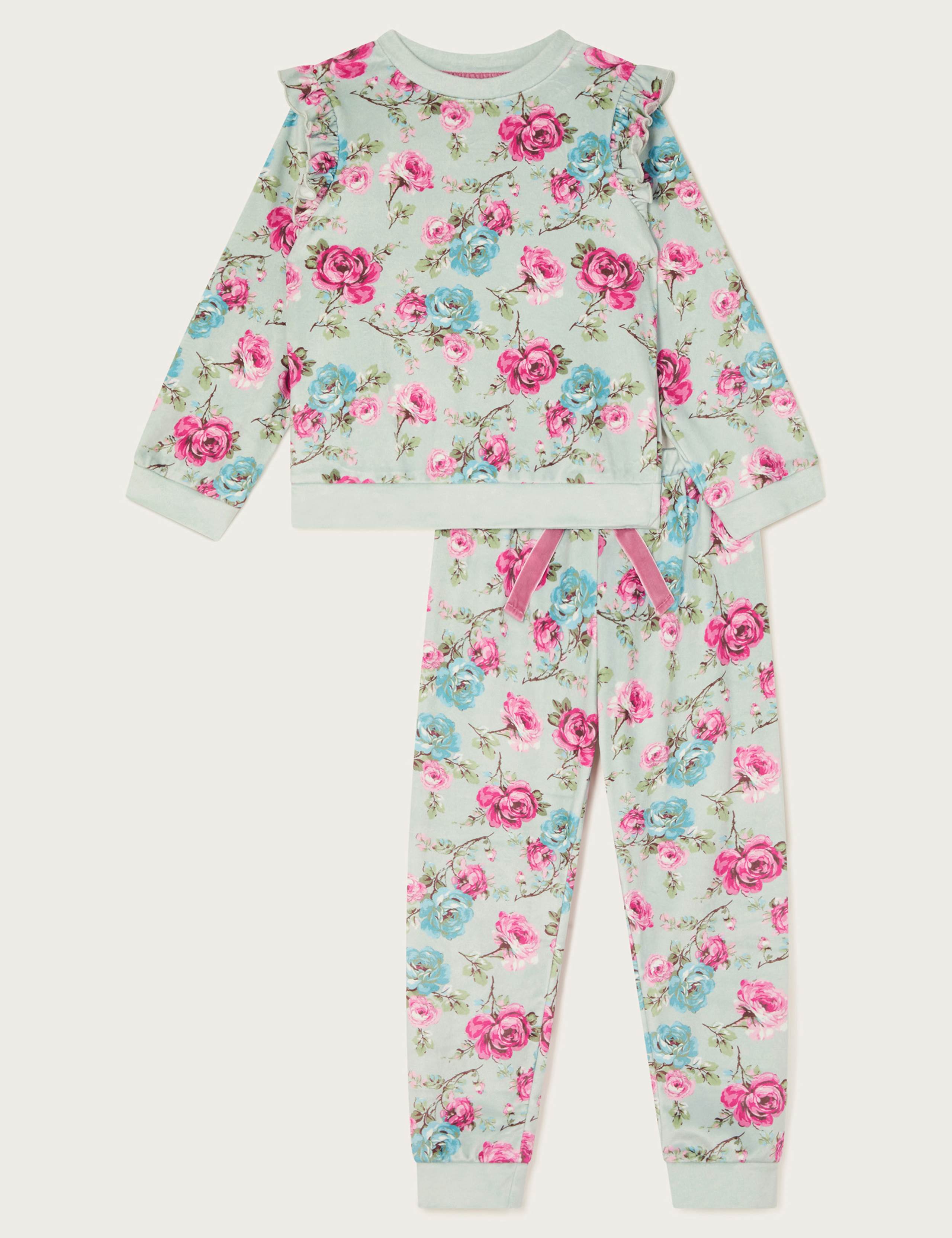 Velour Floral Pyjamas (3-13 Yrs) 1 of 4