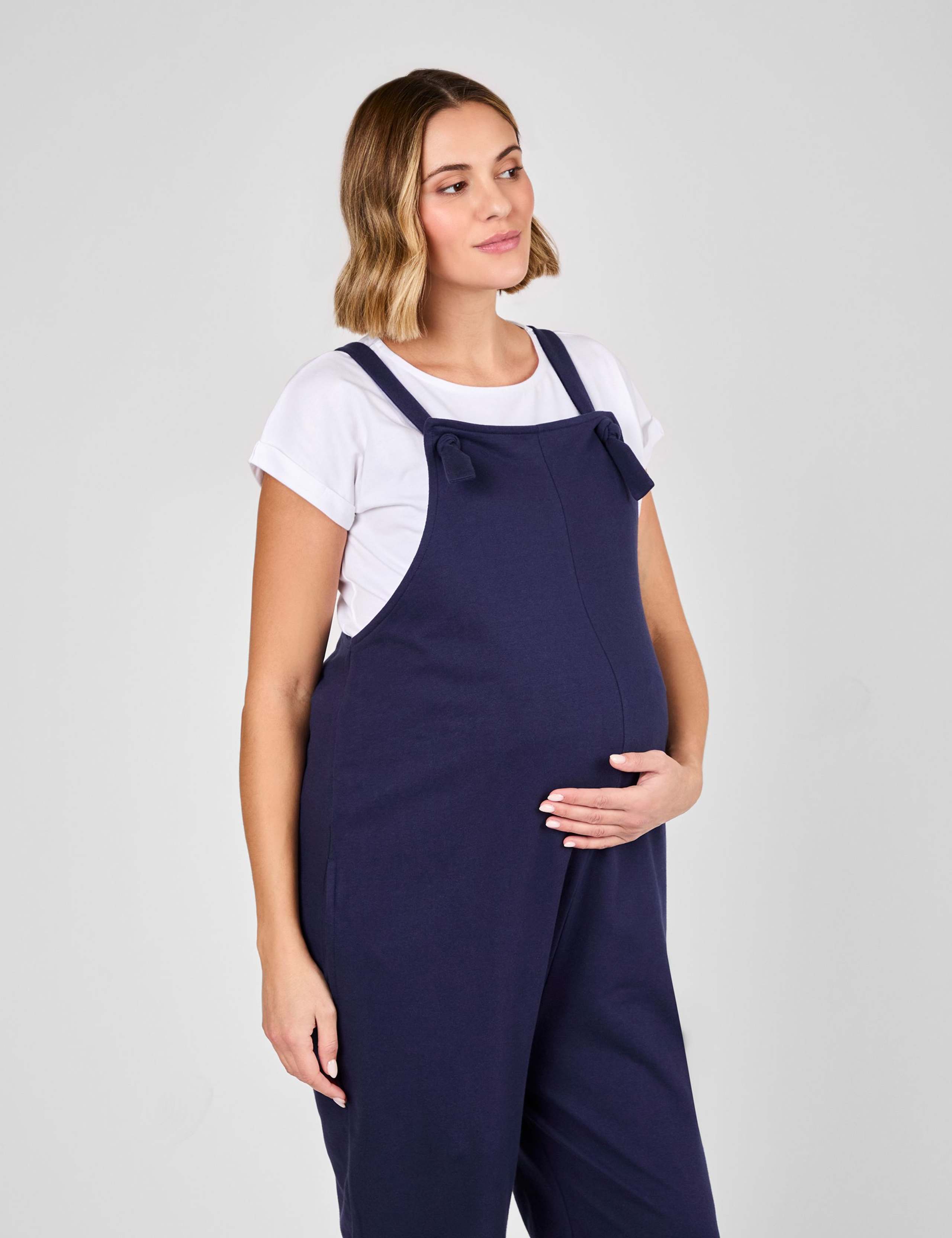 Maternity Pure Cotton Jersey Dungarees 2 of 4