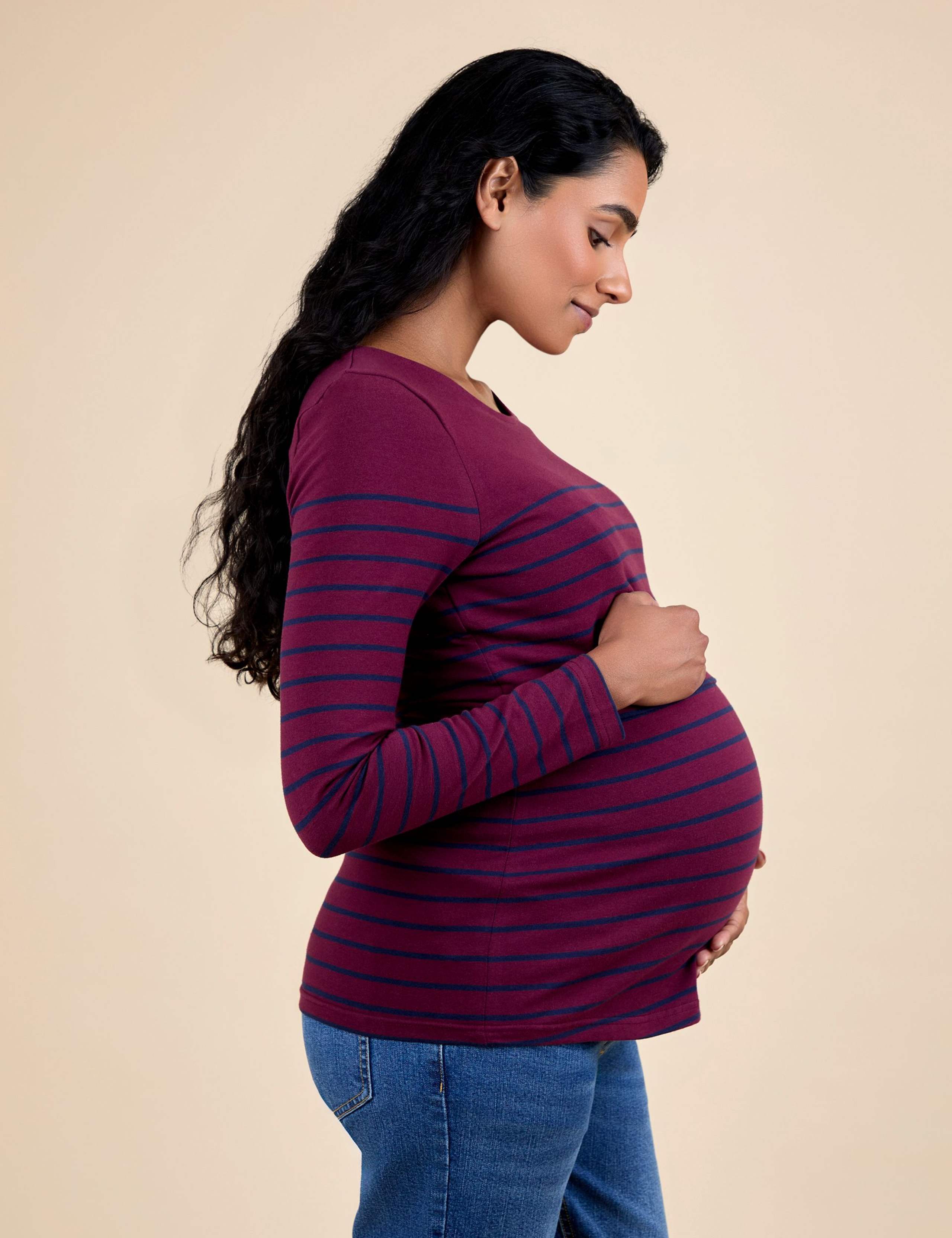 Maternity Cotton Rich Striped Nursing Top 3 of 5