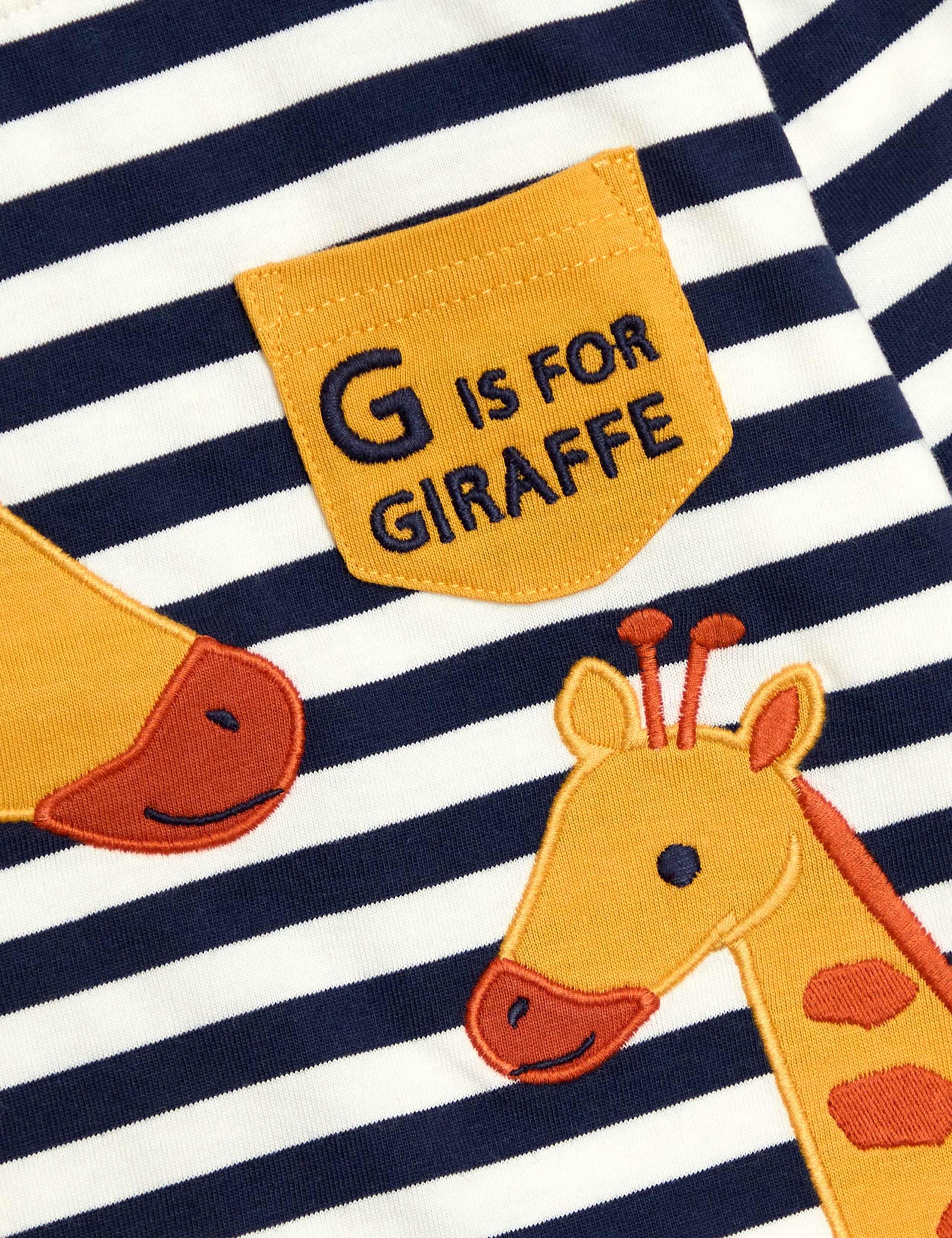 Pure Cotton Striped Giraffe Applique Top (0-7 Yrs) 3 of 3