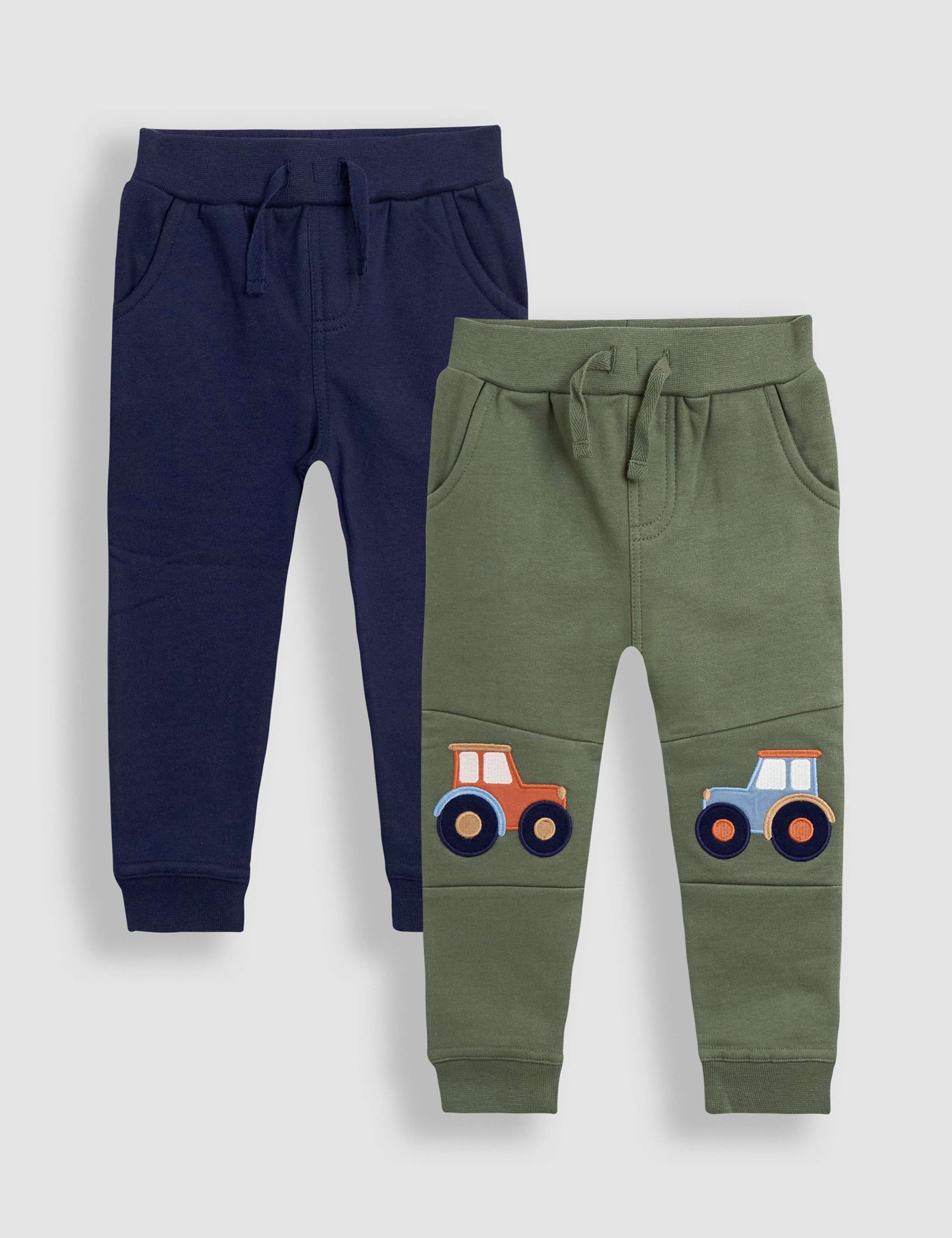 2 Pack Cotton-Rich Tractor Applique Joggers (6 Mths-7 Yrs) 1 of 6