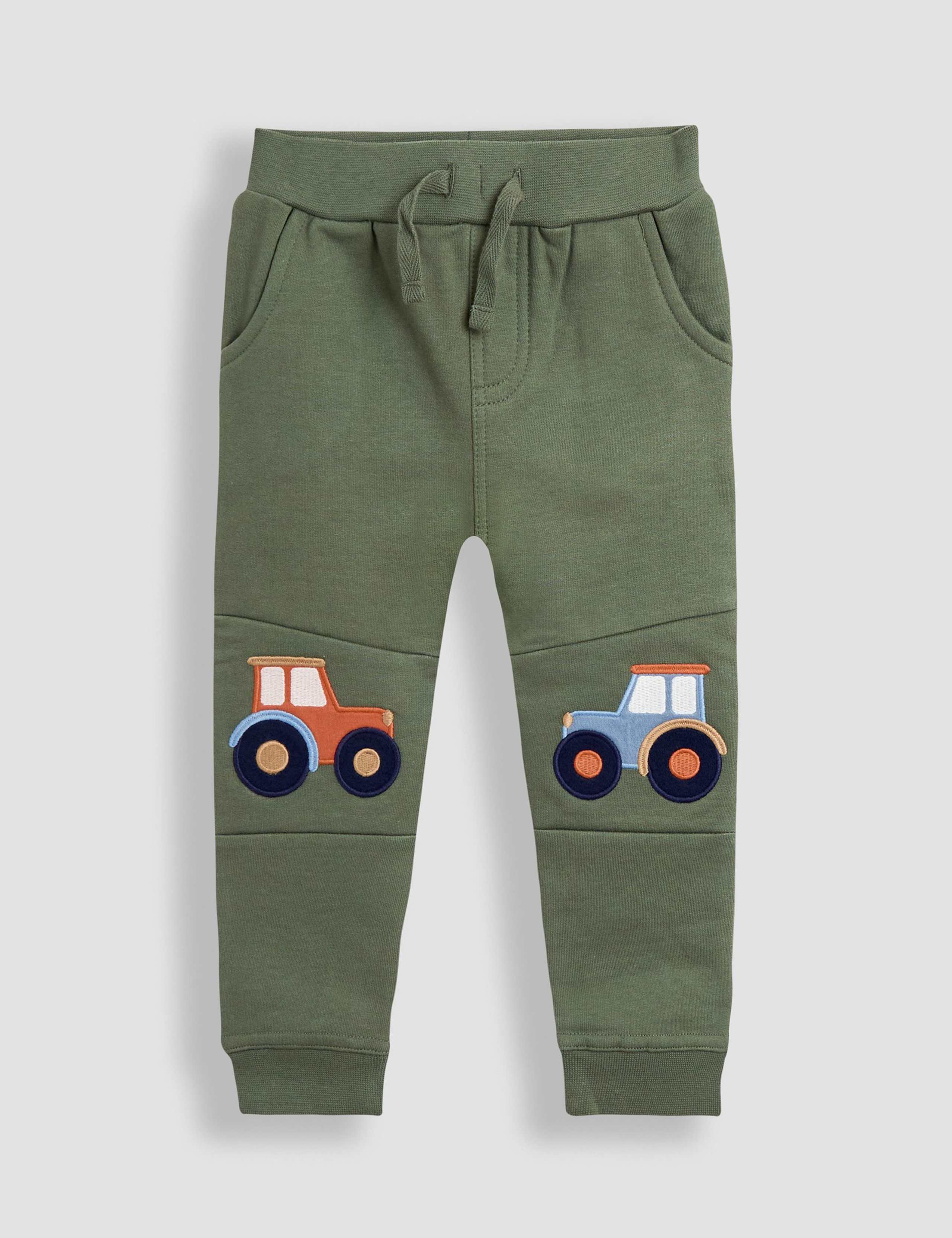2pk Cotton-Rich Tractor Applique Joggers (6 Mths-7 Yrs) 2 of 6