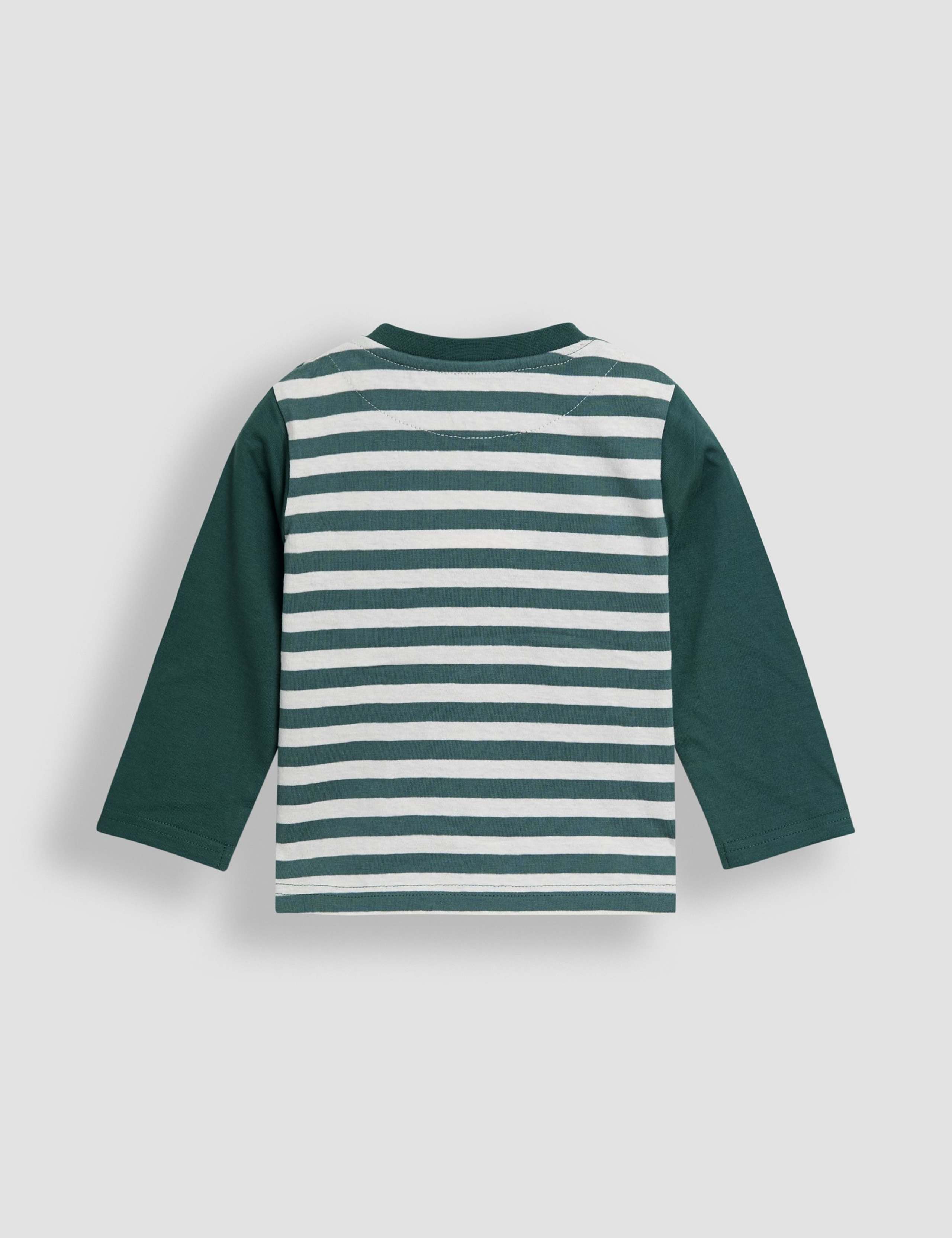 Pure Cotton Striped Dinosaur Applique Top (0-7 Yrs) 2 of 3