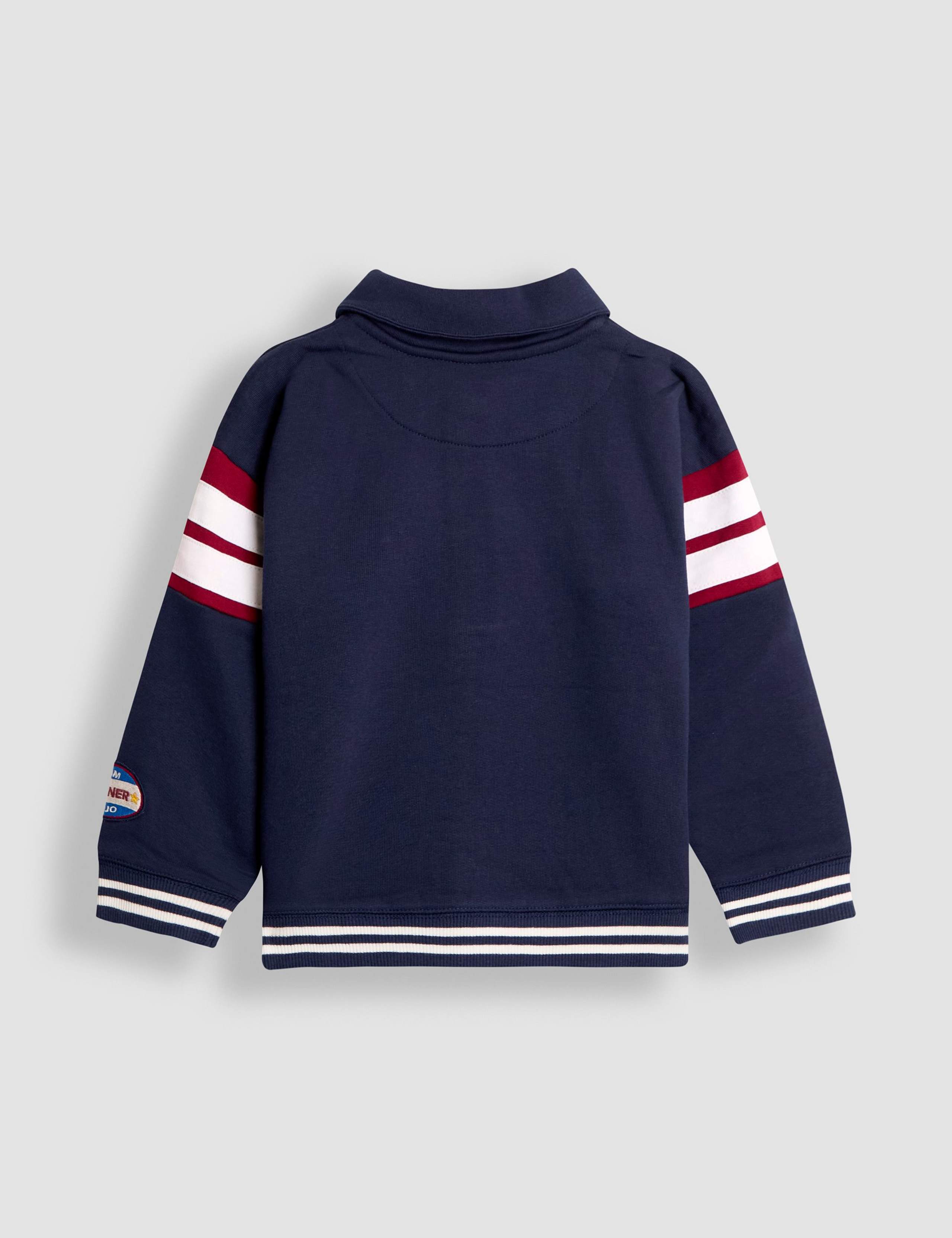 Cotton Rich Varsity Half Zip Sweatshirt (6 Mths-9 Yrs) 2 of 4