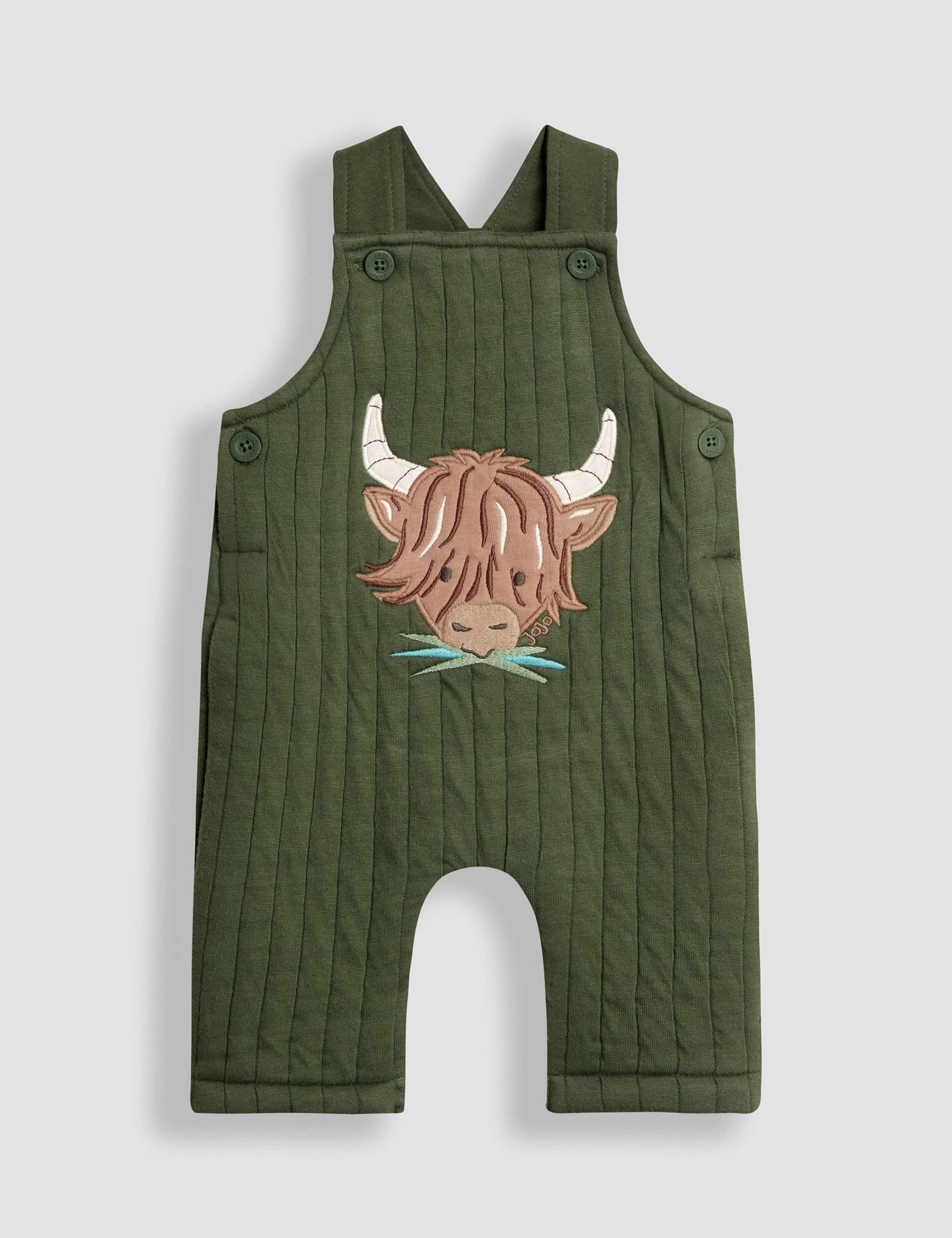 2pc Pure Cotton Highland Cow Dungaree Outfit (0-24 Mths) 2 of 6