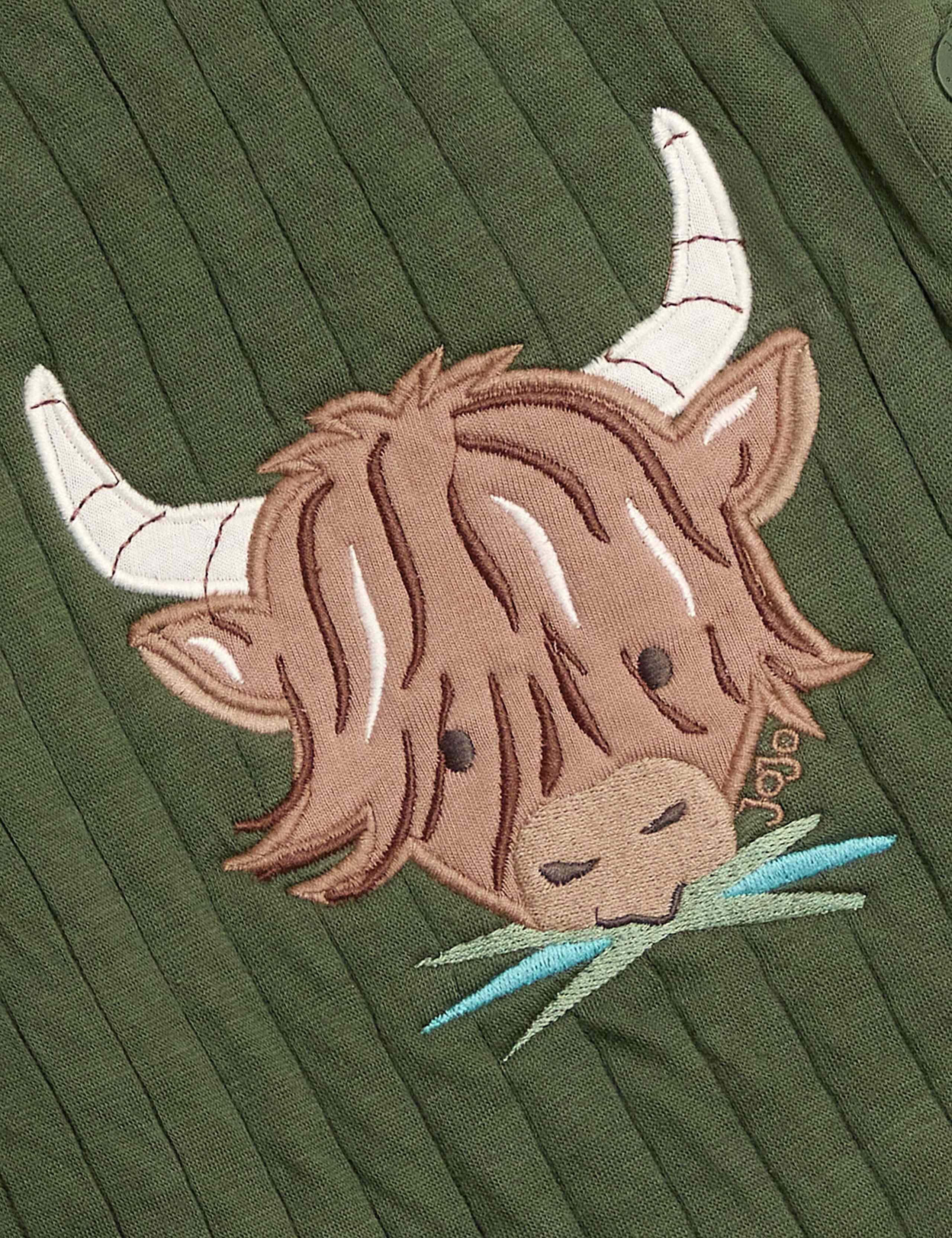 2pc Pure Cotton Highland Cow Dungaree Outfit (0-24 Mths) 4 of 6