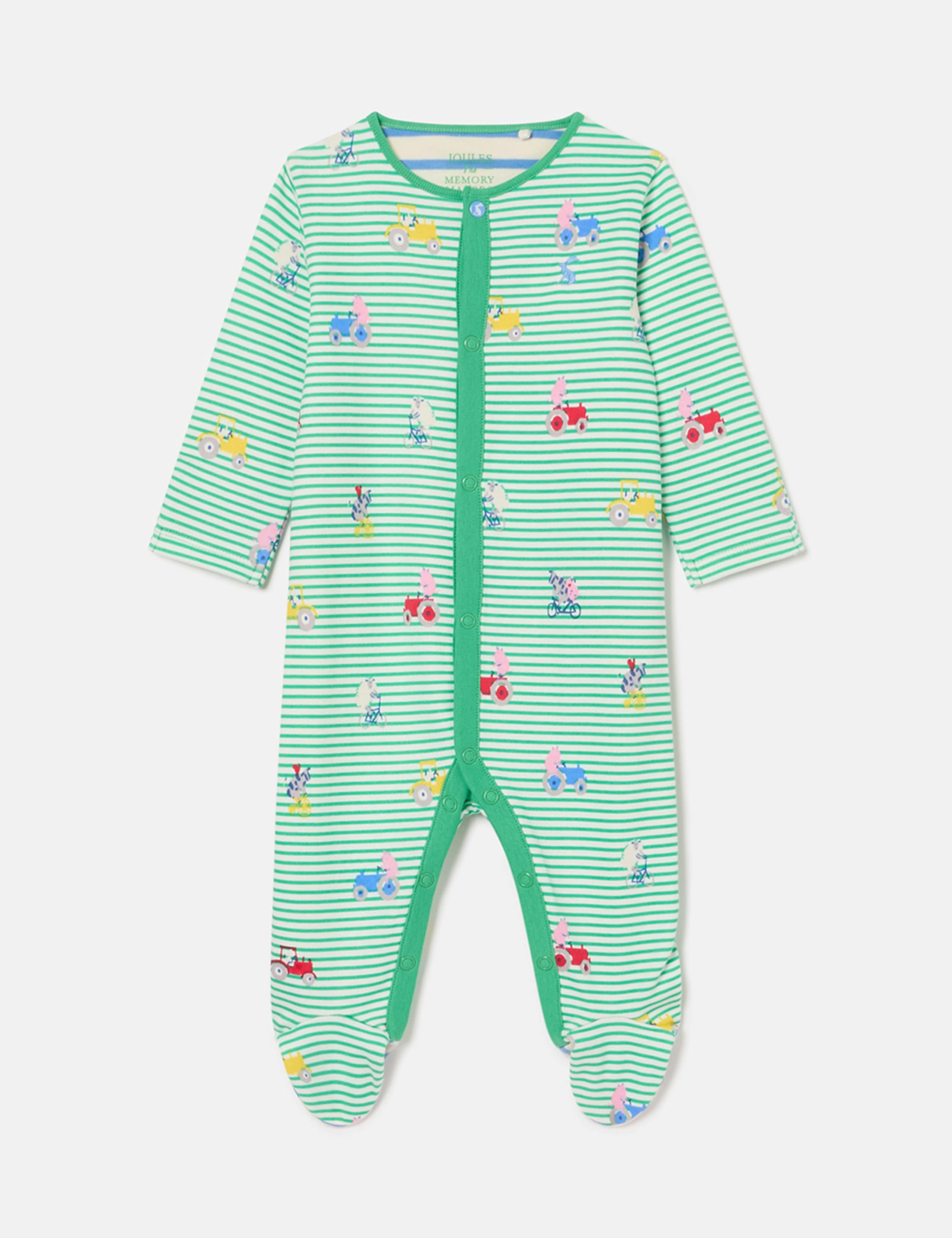 Pure Cotton Striped Animal Sleepsuit (0-18 Mths) 1 of 4