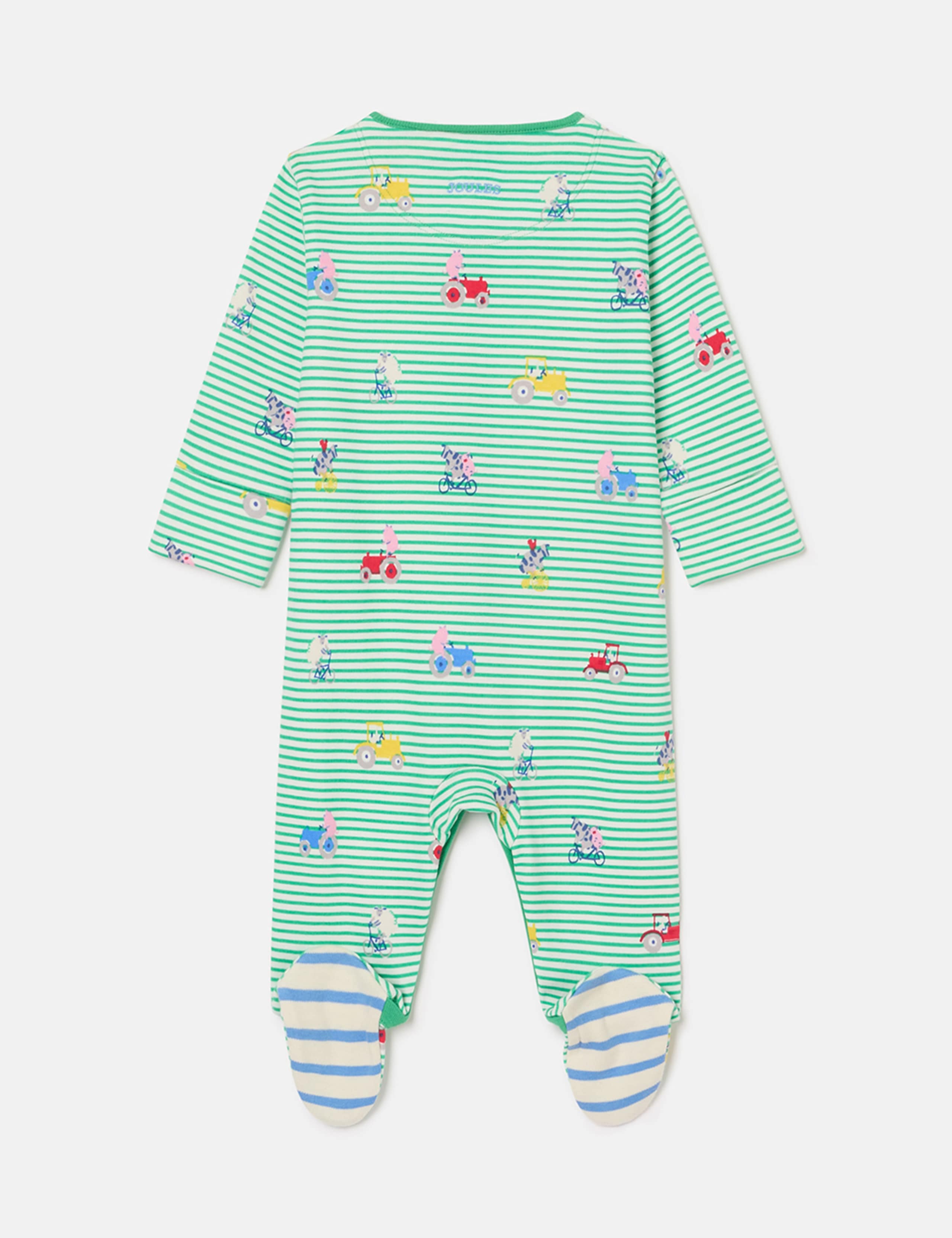 Pure Cotton Striped Animal Sleepsuit (0-18 Mths) 2 of 4