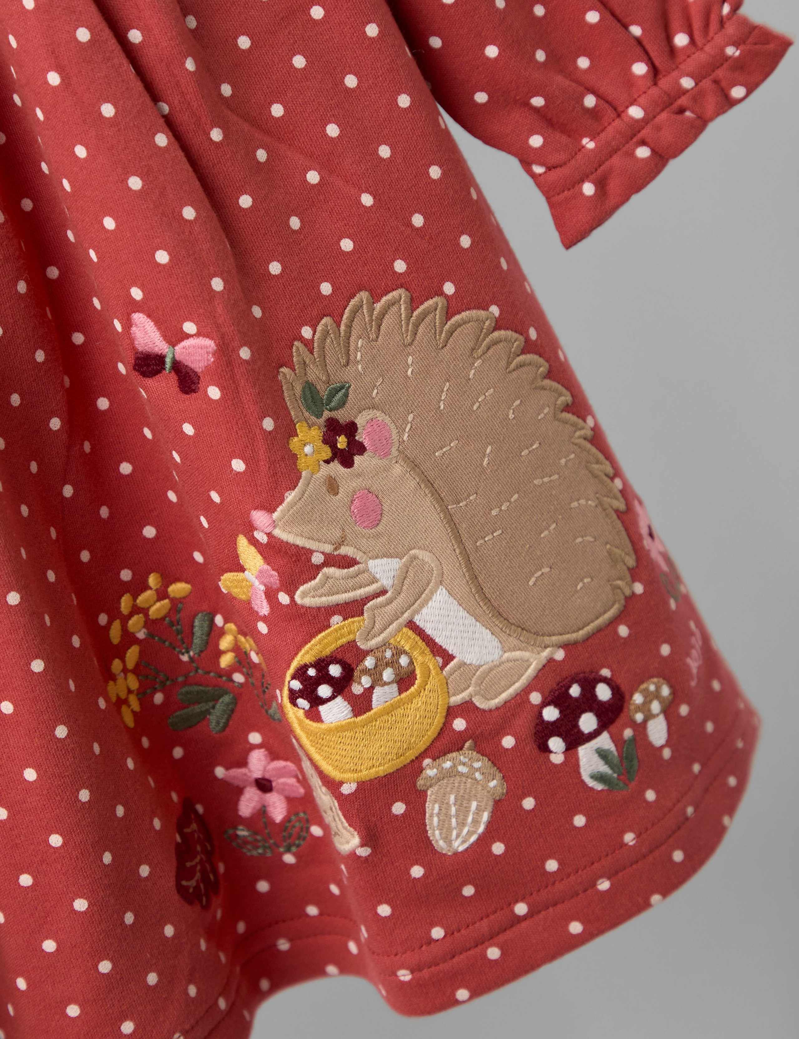 Pure Cotton Hedgehog Appliqué Dress (12 Mths - 7 Yrs) 4 of 4