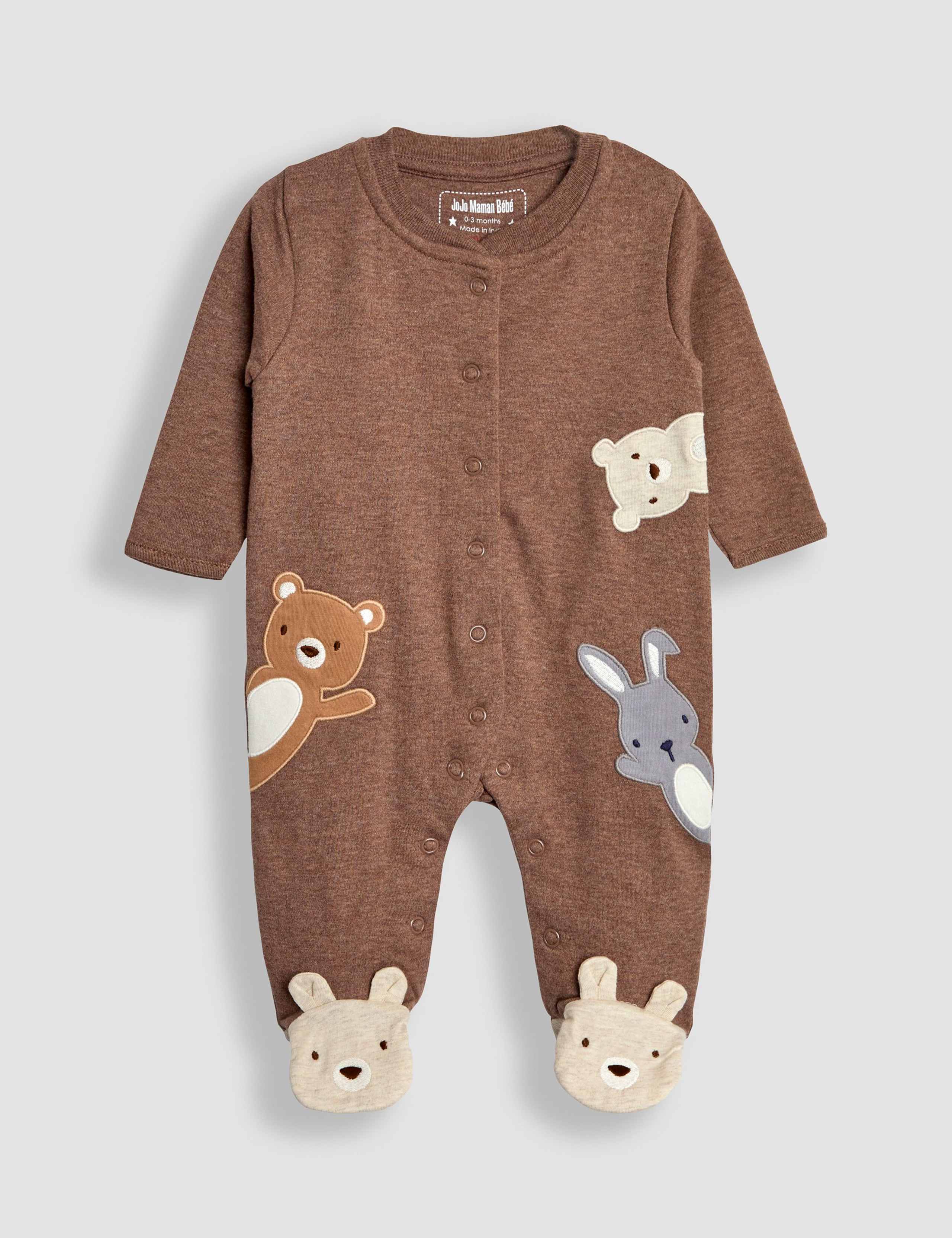 Pure Cotton Woodland Friends Sleepsuit (0-18 Mths) 2 of 4