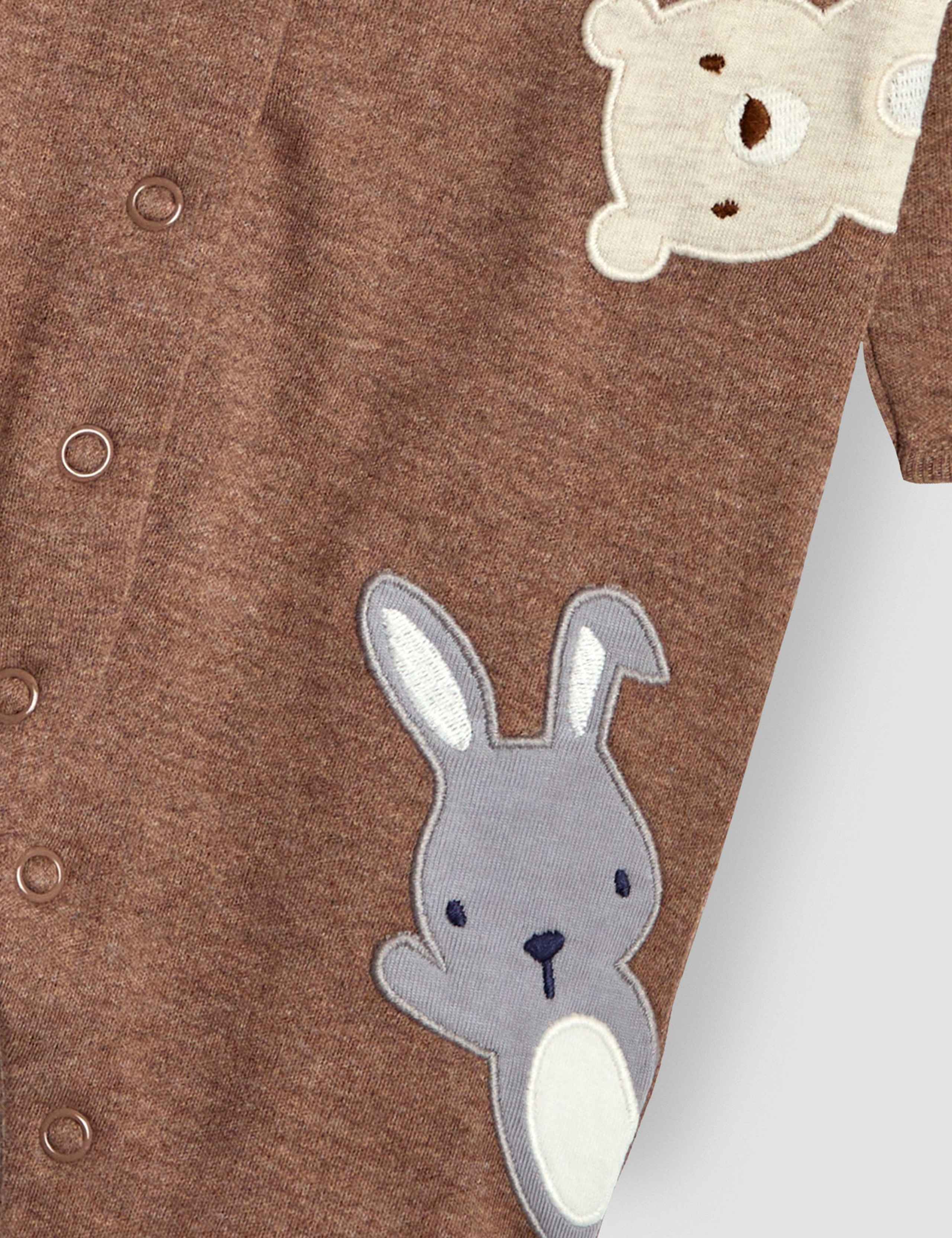 Pure Cotton Woodland Friends Sleepsuit (0-18 Mths) 4 of 4