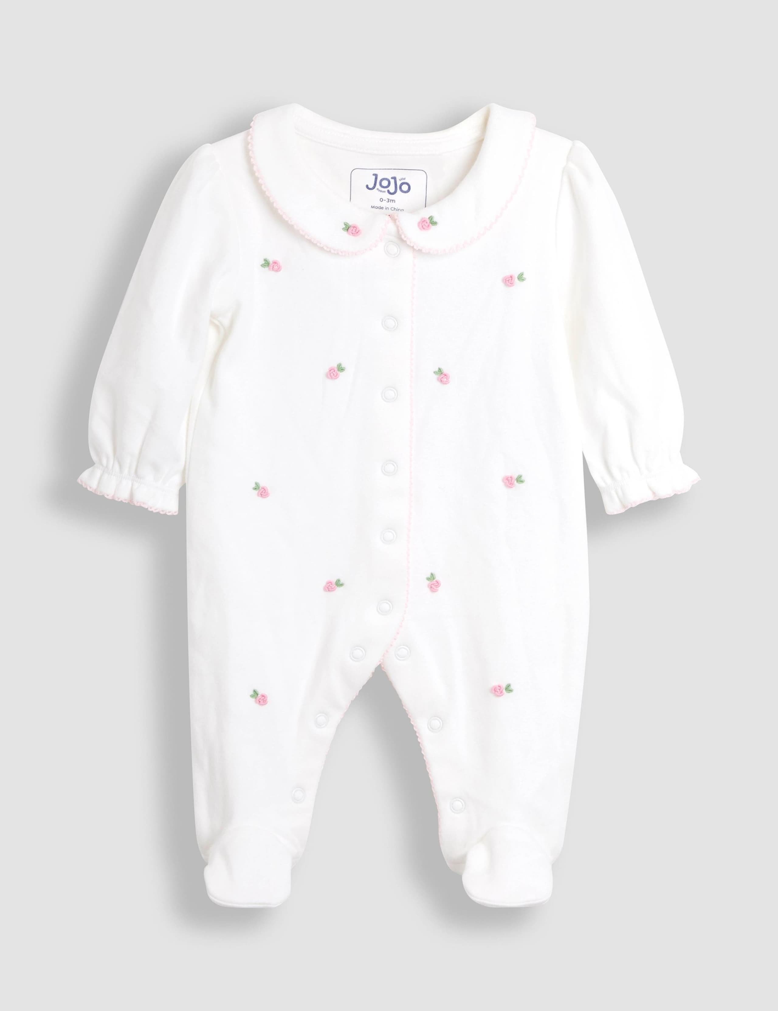 Pure Cotton Rosebud Sleepsuit and Hat Set (0-18 Mths) 2 of 5