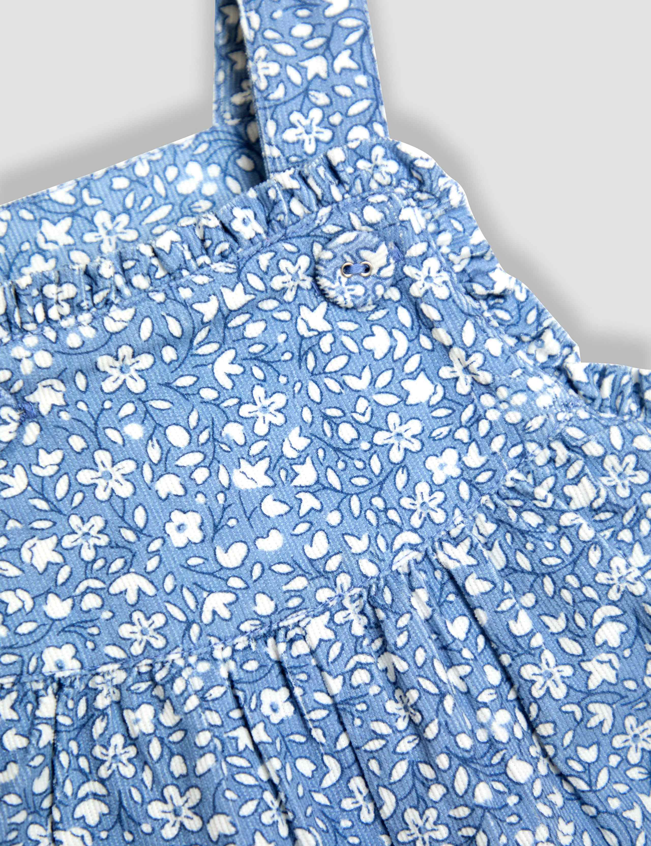 Cord Ditsy Floral Dungarees (0-4 Yrs) 2 of 3
