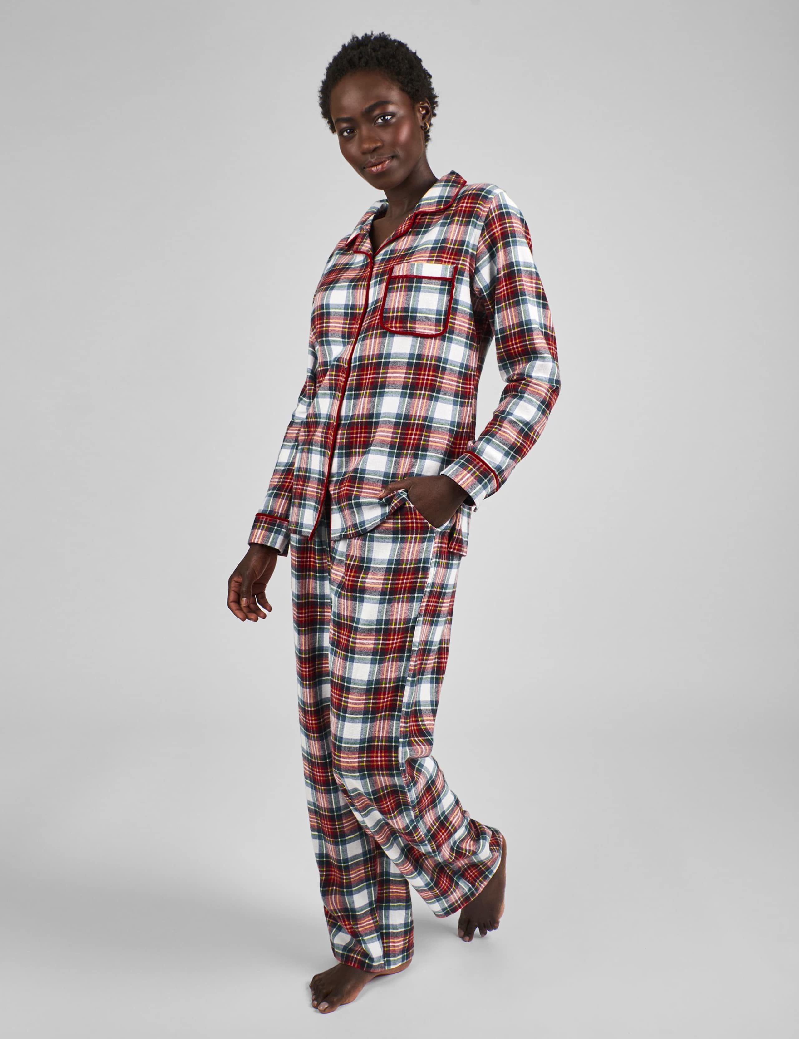 Pure Cotton Checked Woven Pyjama Set 2 of 4