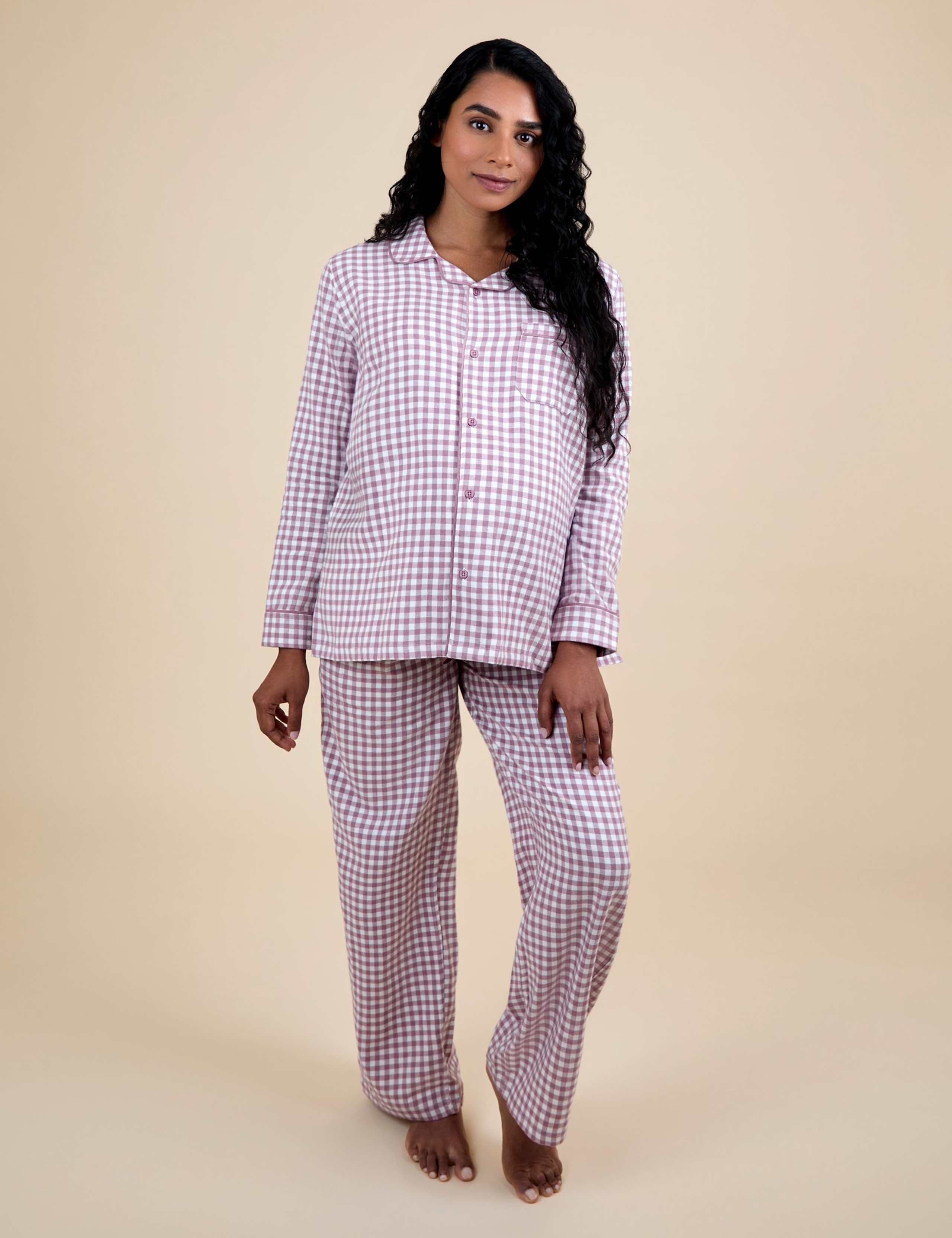 Maternity Pure Cotton Gingham Pyjama Set 2 of 5
